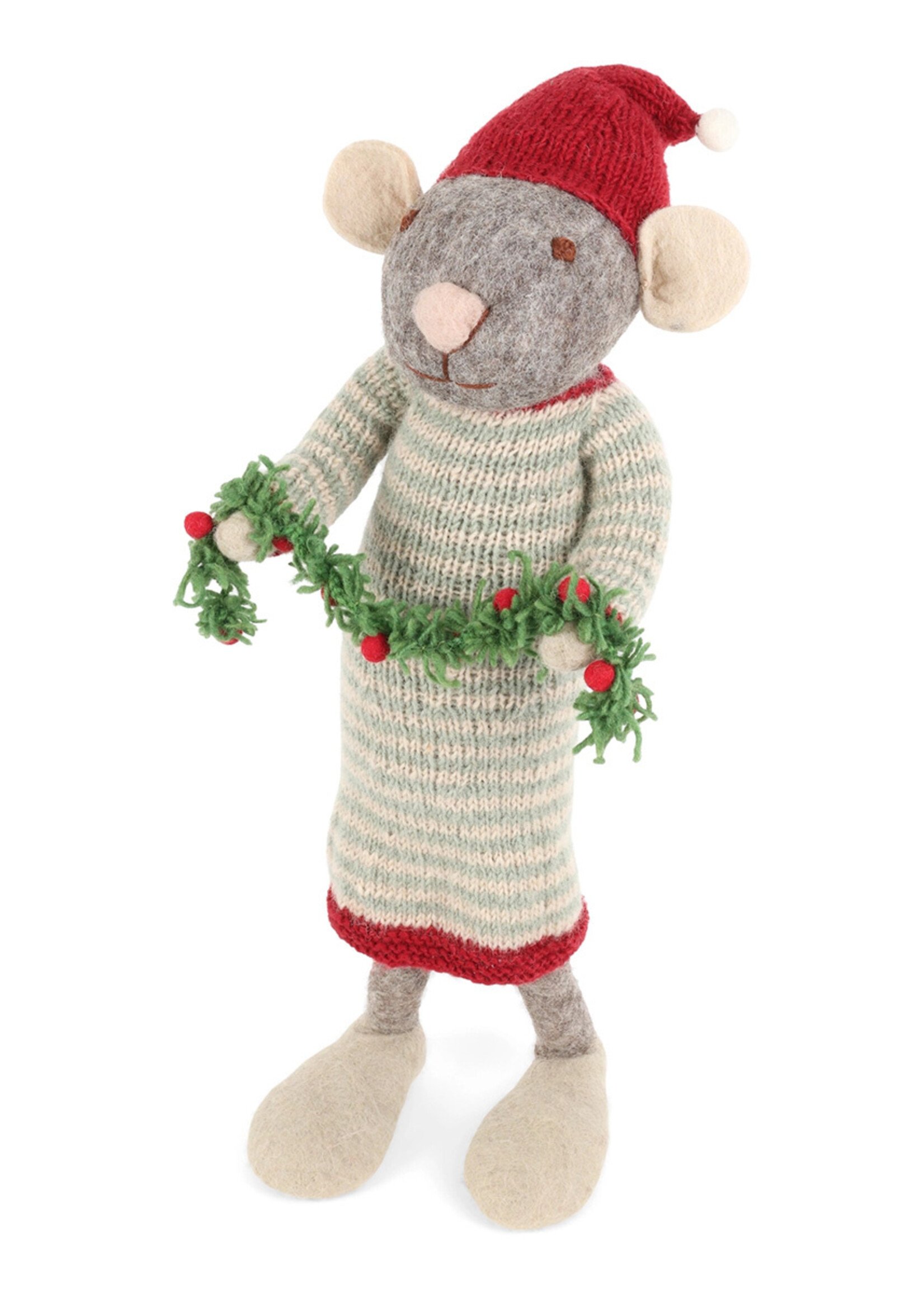 Gry and Sif Extra Large Felt Grey Mouse with Garland