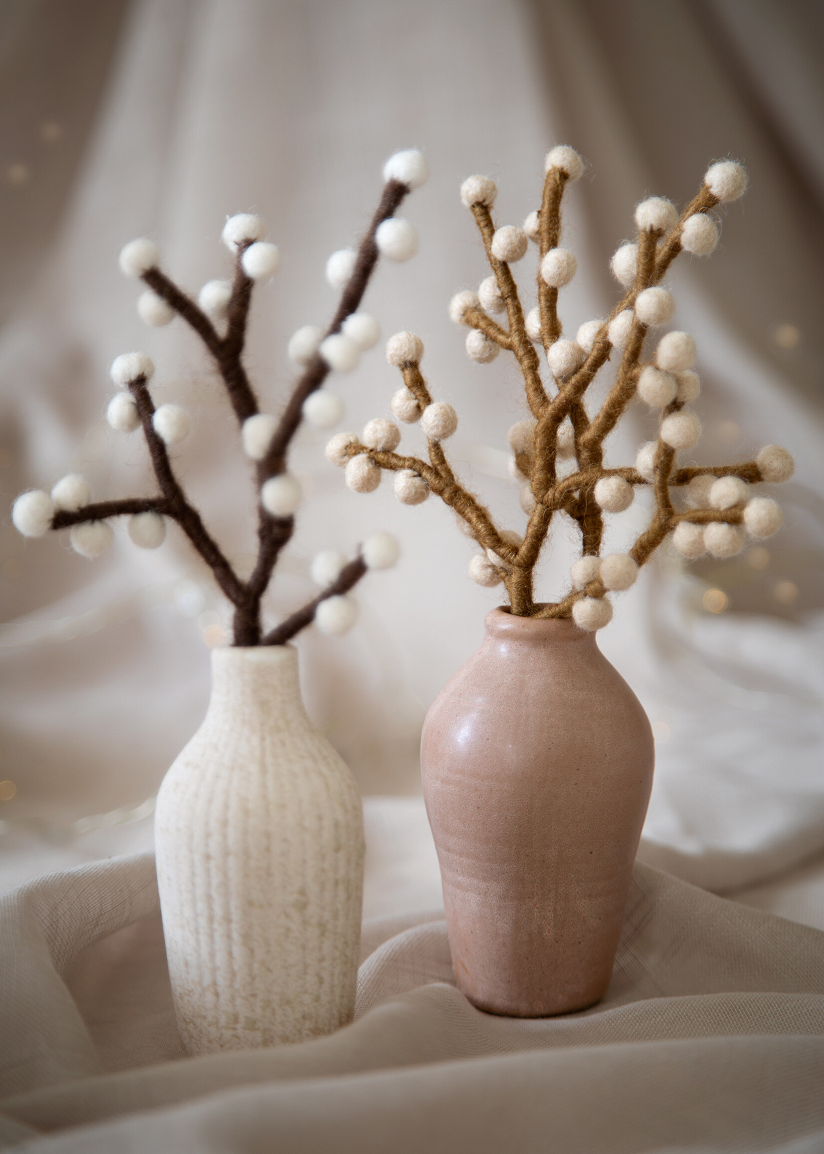Gry and Sif Mini Felt Branch - White Berries