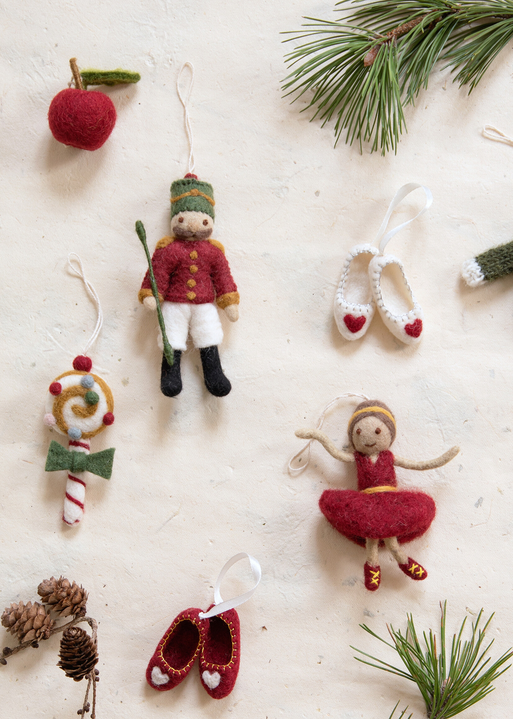 Gry and Sif Felt Ballerina Ornament - Red Dress