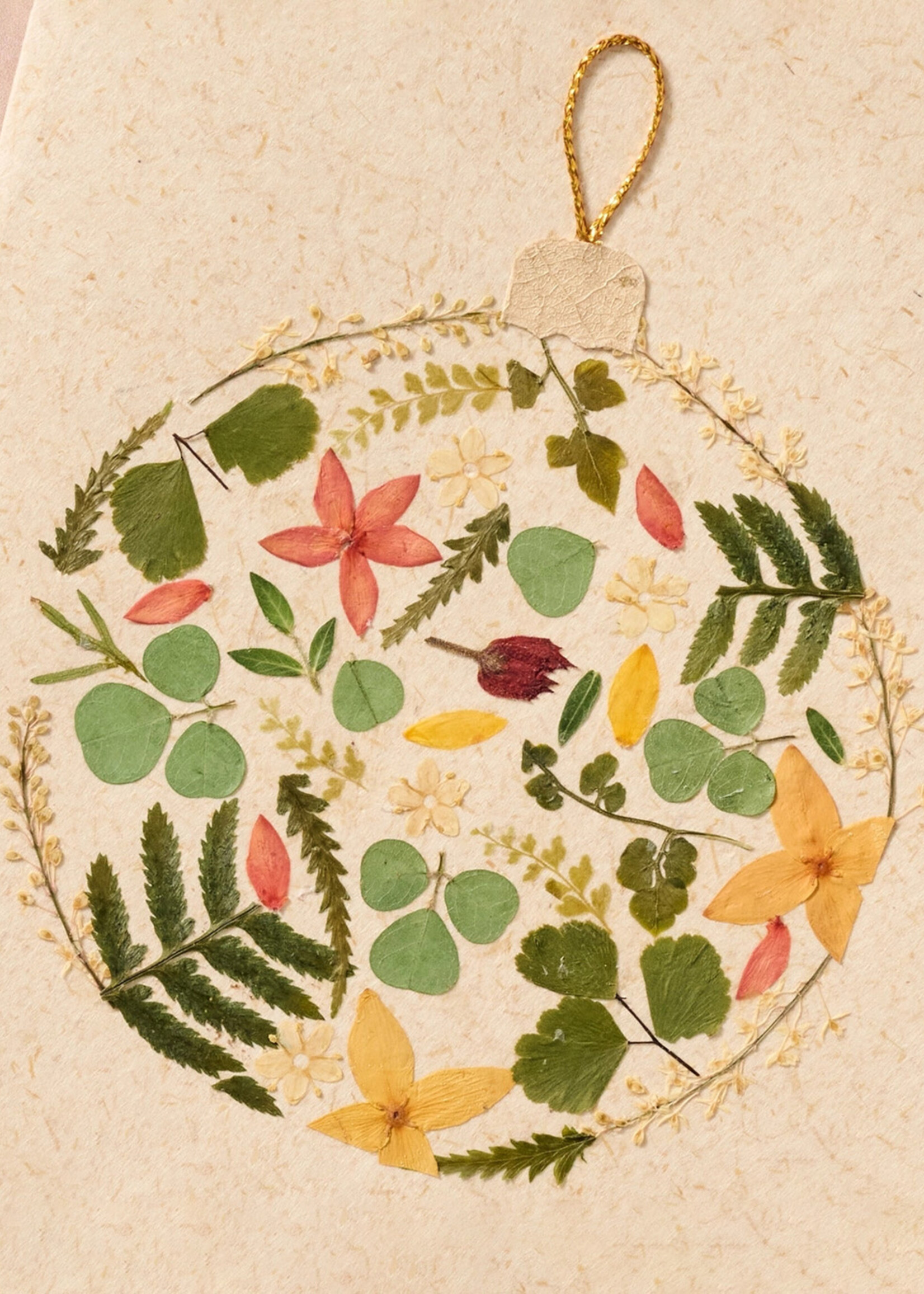 Ten Thousand Villages Makulay Pressed Flower Ornament Card