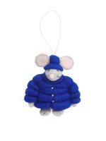 Global Goods Partners Felt Puffer Coat Mouse Ornament - Dark Blue