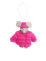 Global Goods Partners Felt Puffer Coat Mouse Ornament - Pink