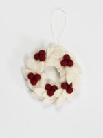 Global Goods Partners Mini Felt White Wreath with Red Berries Ornament