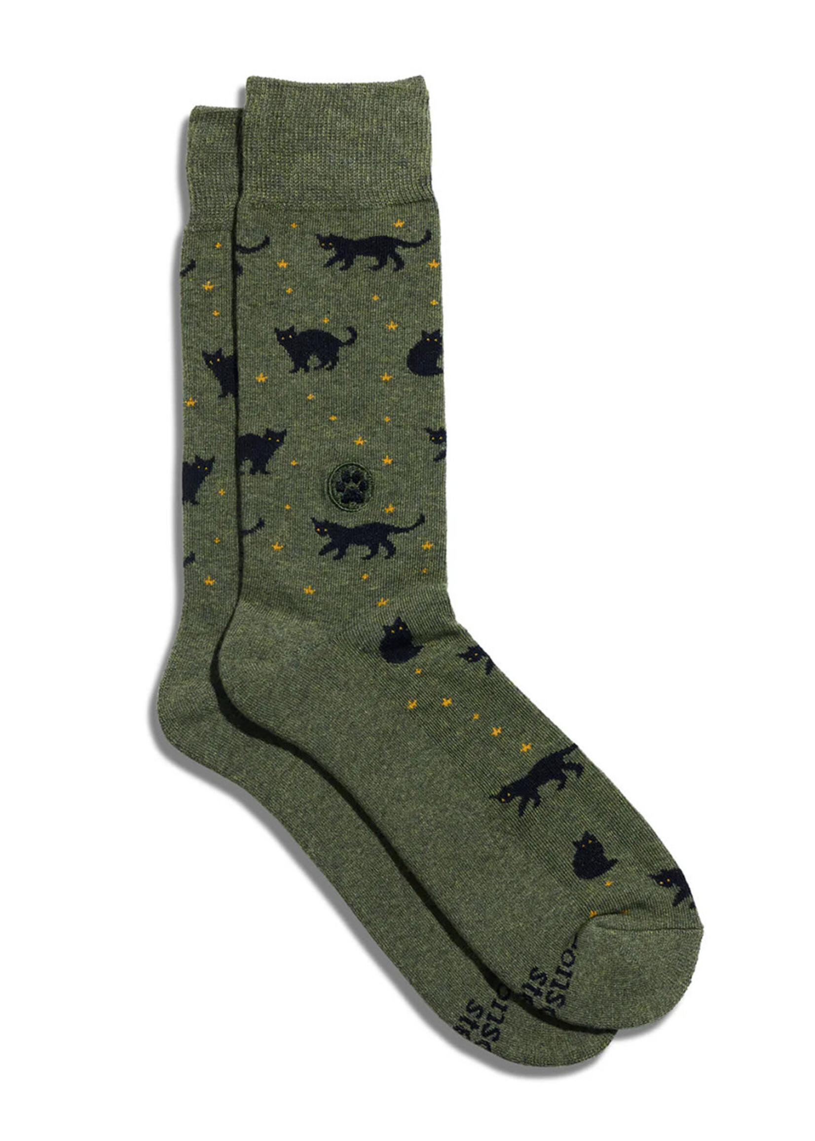 Conscious Step Men's Black Cats and Stars Socks