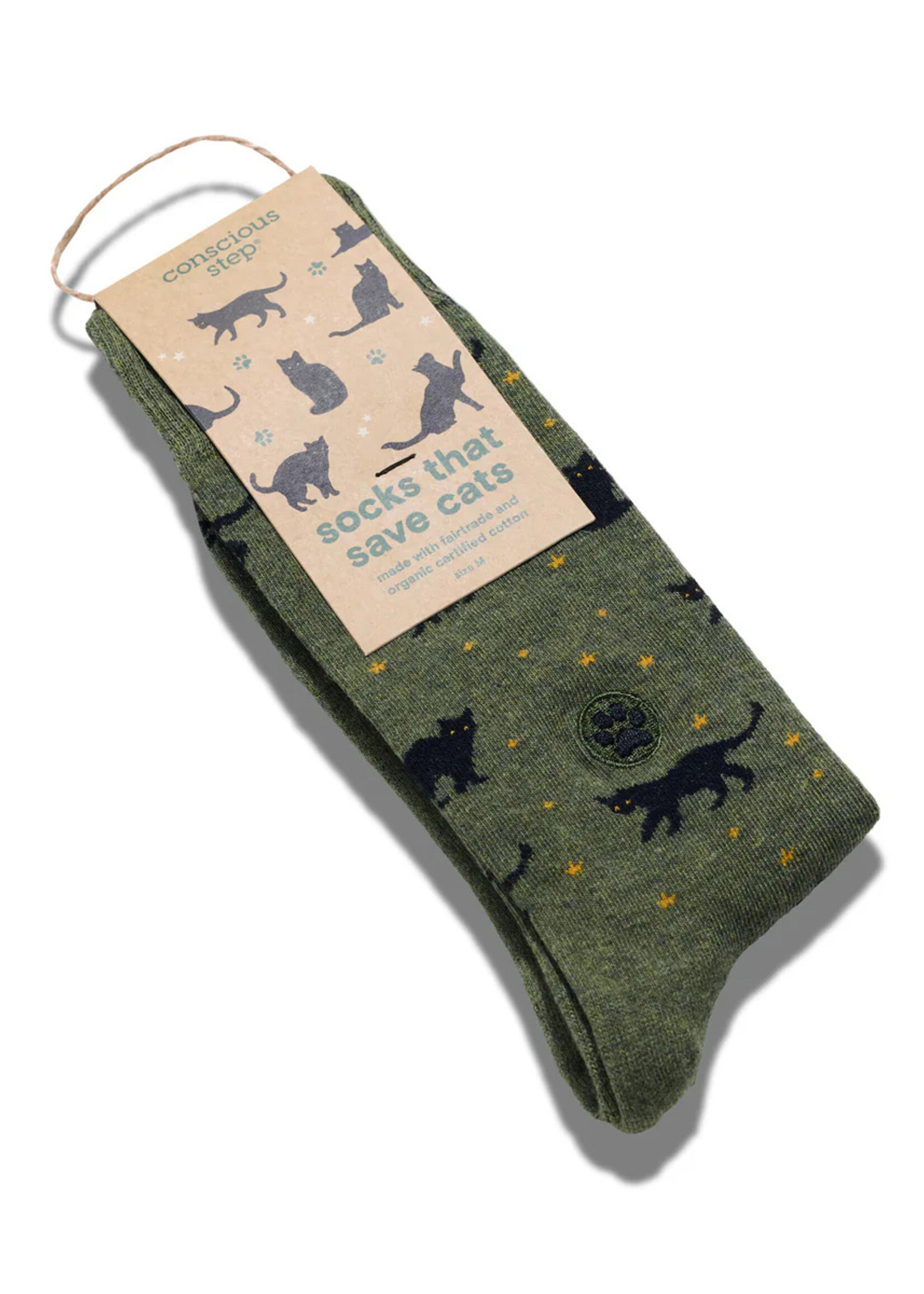 Conscious Step Women's Black Cats and Stars Socks
