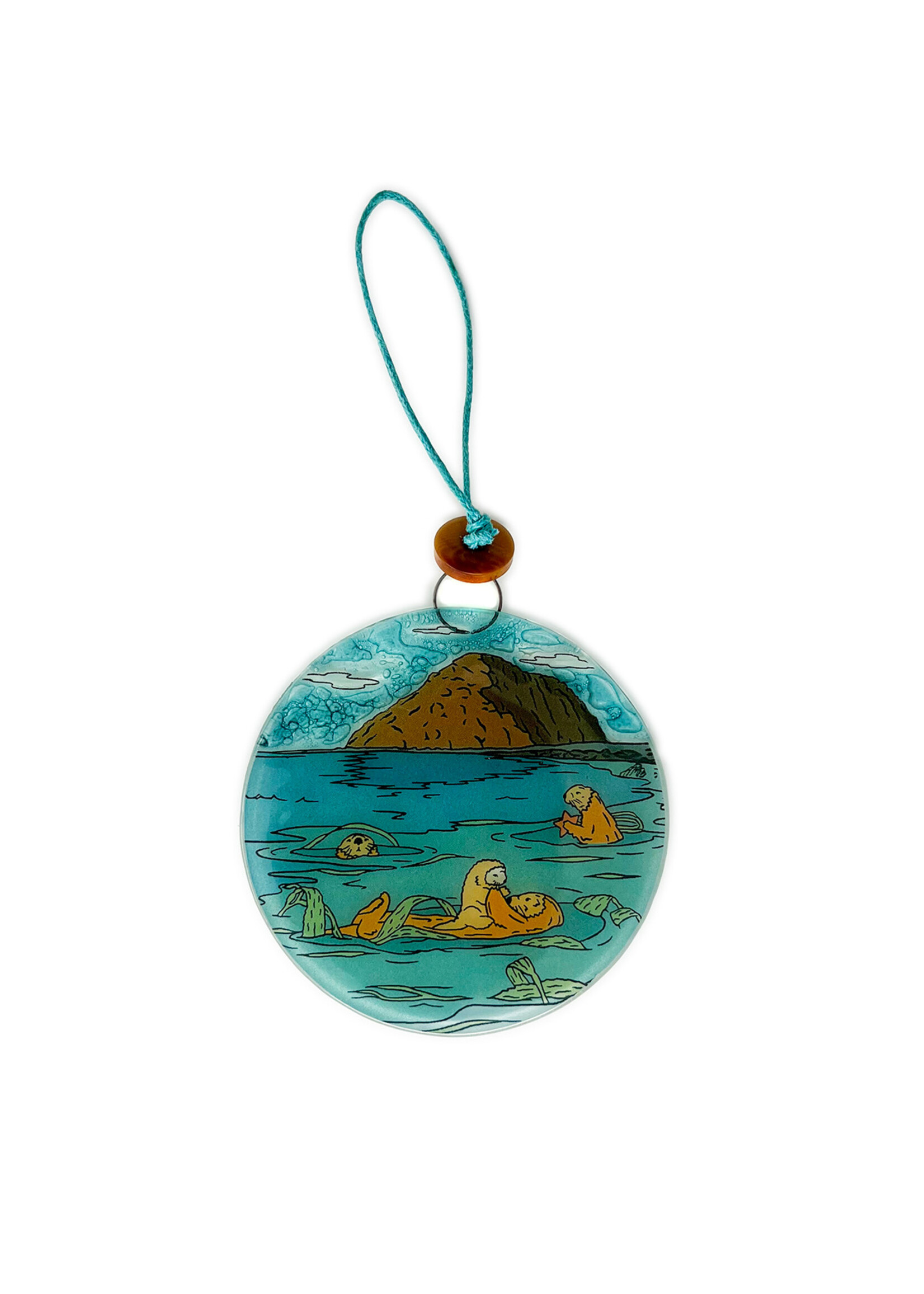 Pampeana Otters in Morro Bay Glass Ornament