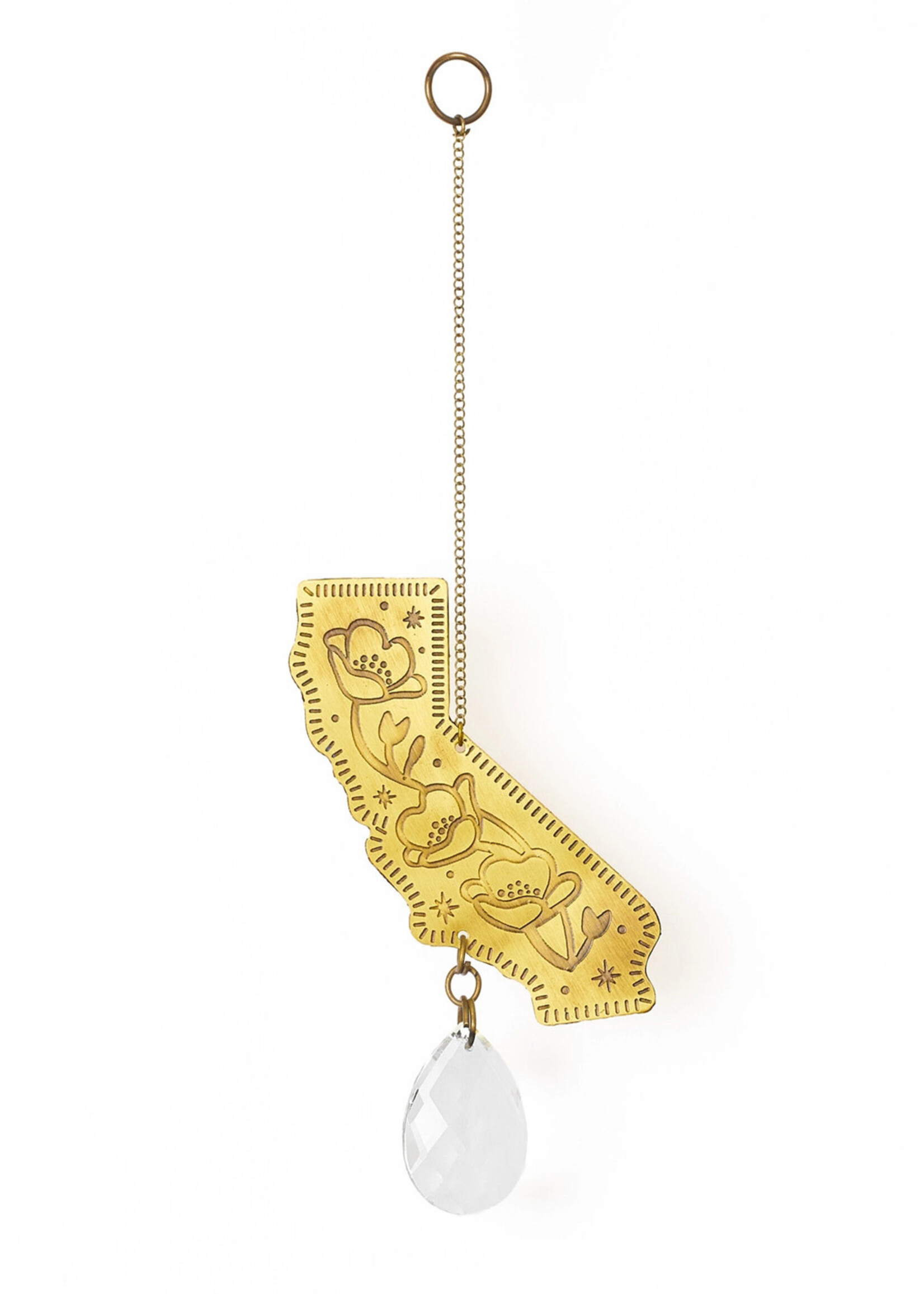 Matr Boomie California Brass Suncatcher Engraved with Poppy