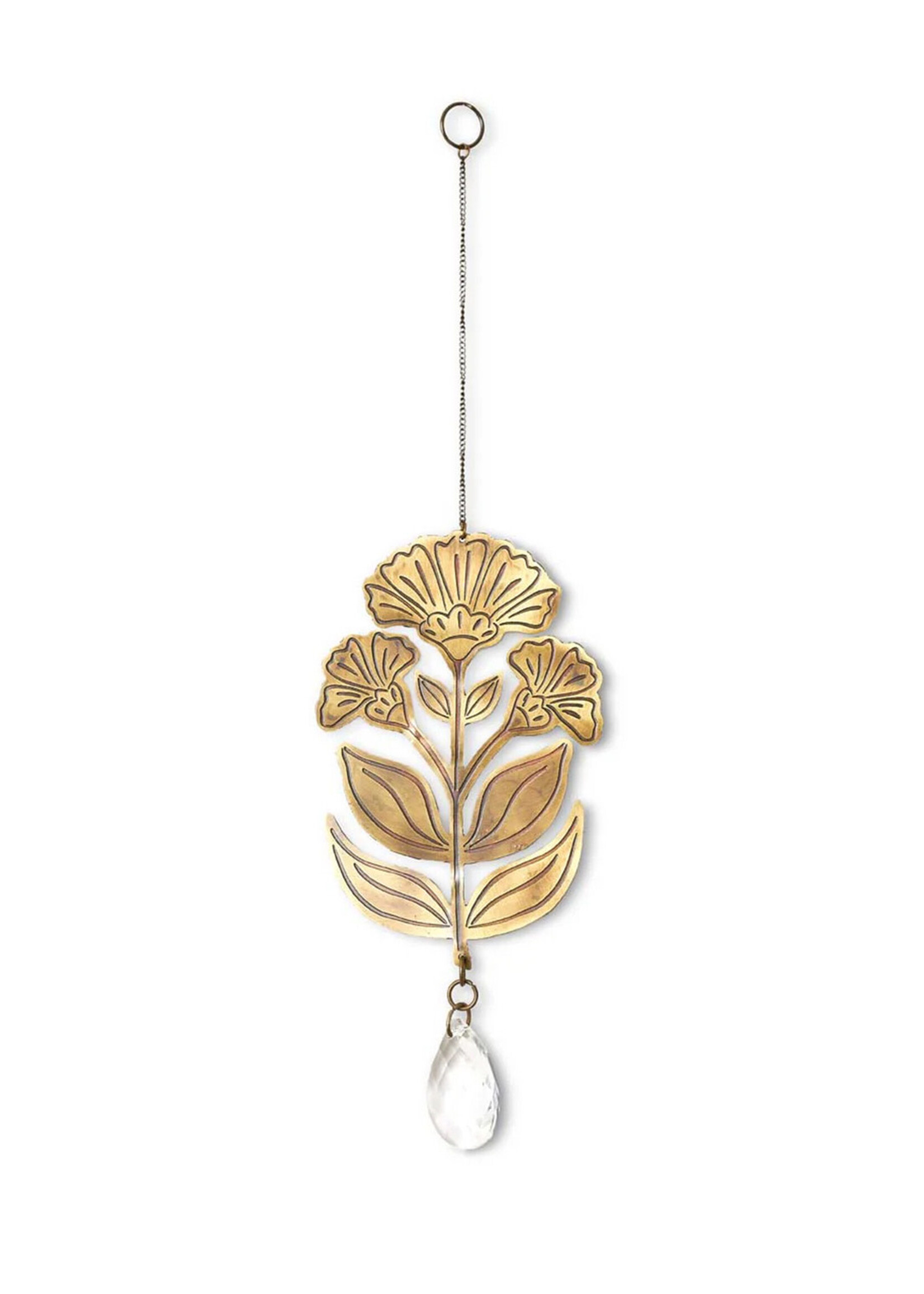 Matr Boomie Surya Floral Engraved Brass Suncatcher