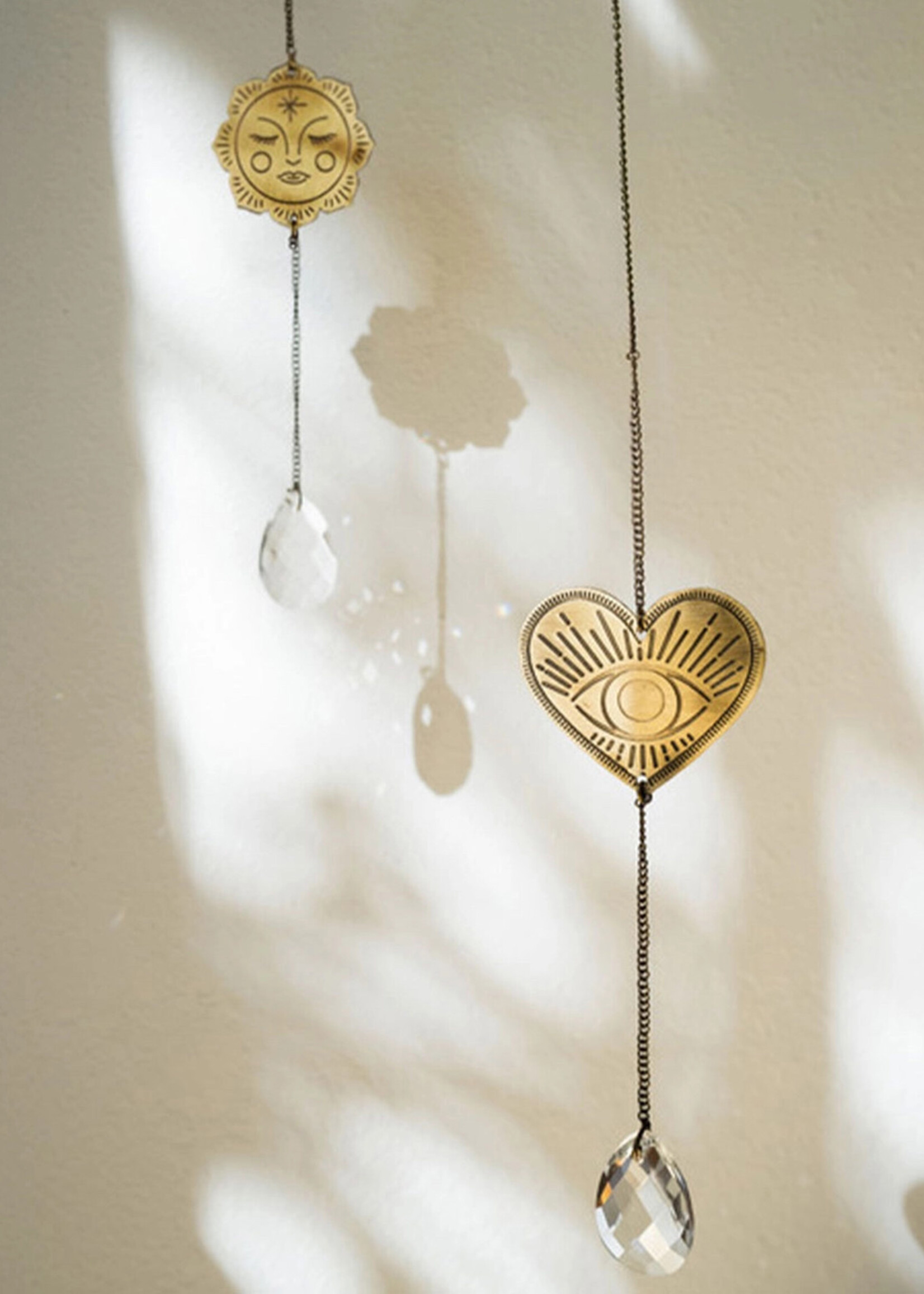 Matr Boomie Surya Mini Heart Engraved Brass Suncatcher