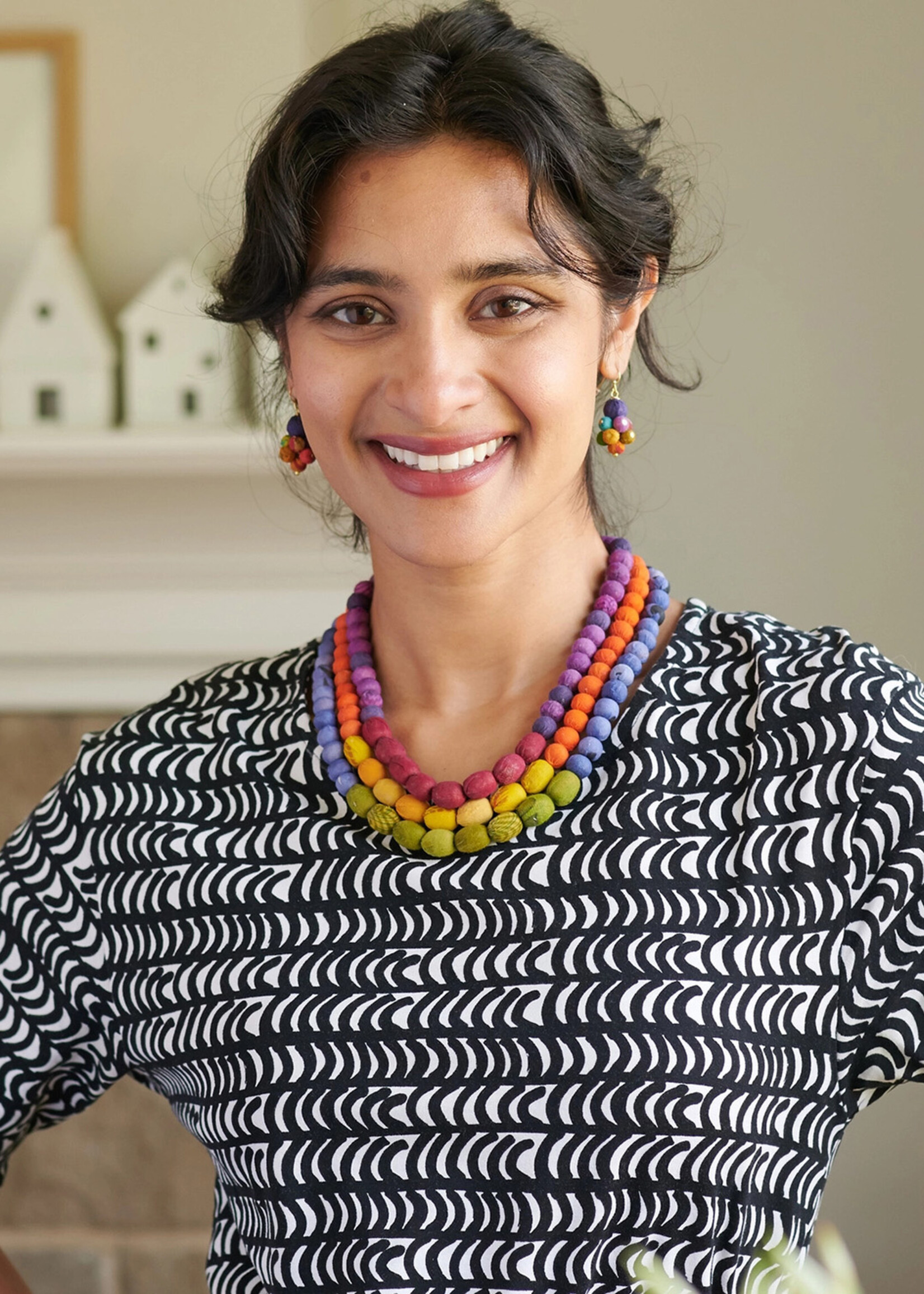 WorldFinds Kantha Couplet Necklace - Purple and Burgundy
