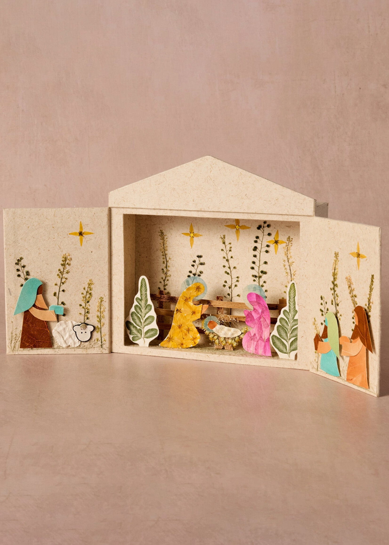 Ten Thousand Villages Pasko Pressed Flower Retablo Nativity