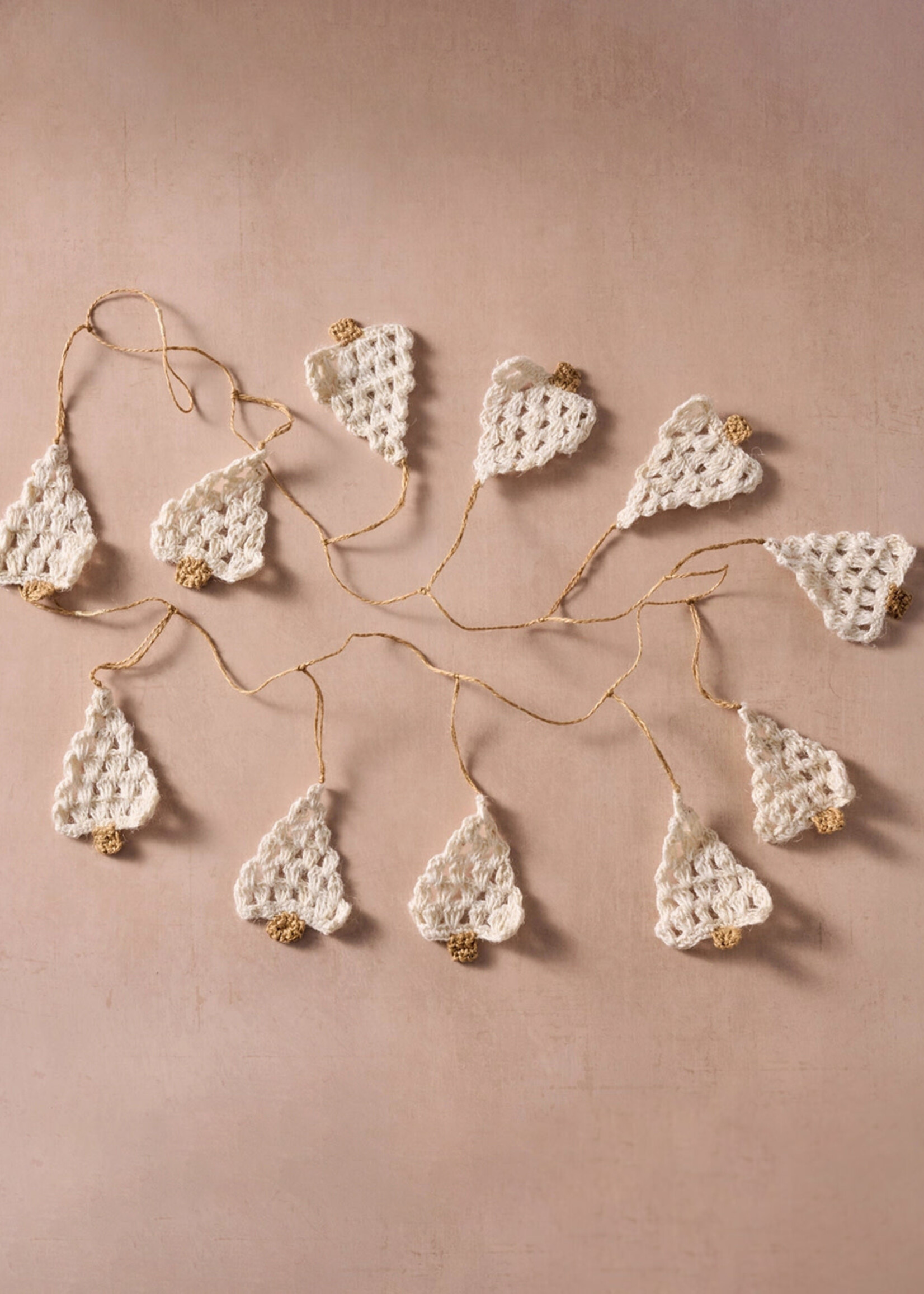 Ten Thousand Villages Crochet White Khusi Tree Garland - 53" Long