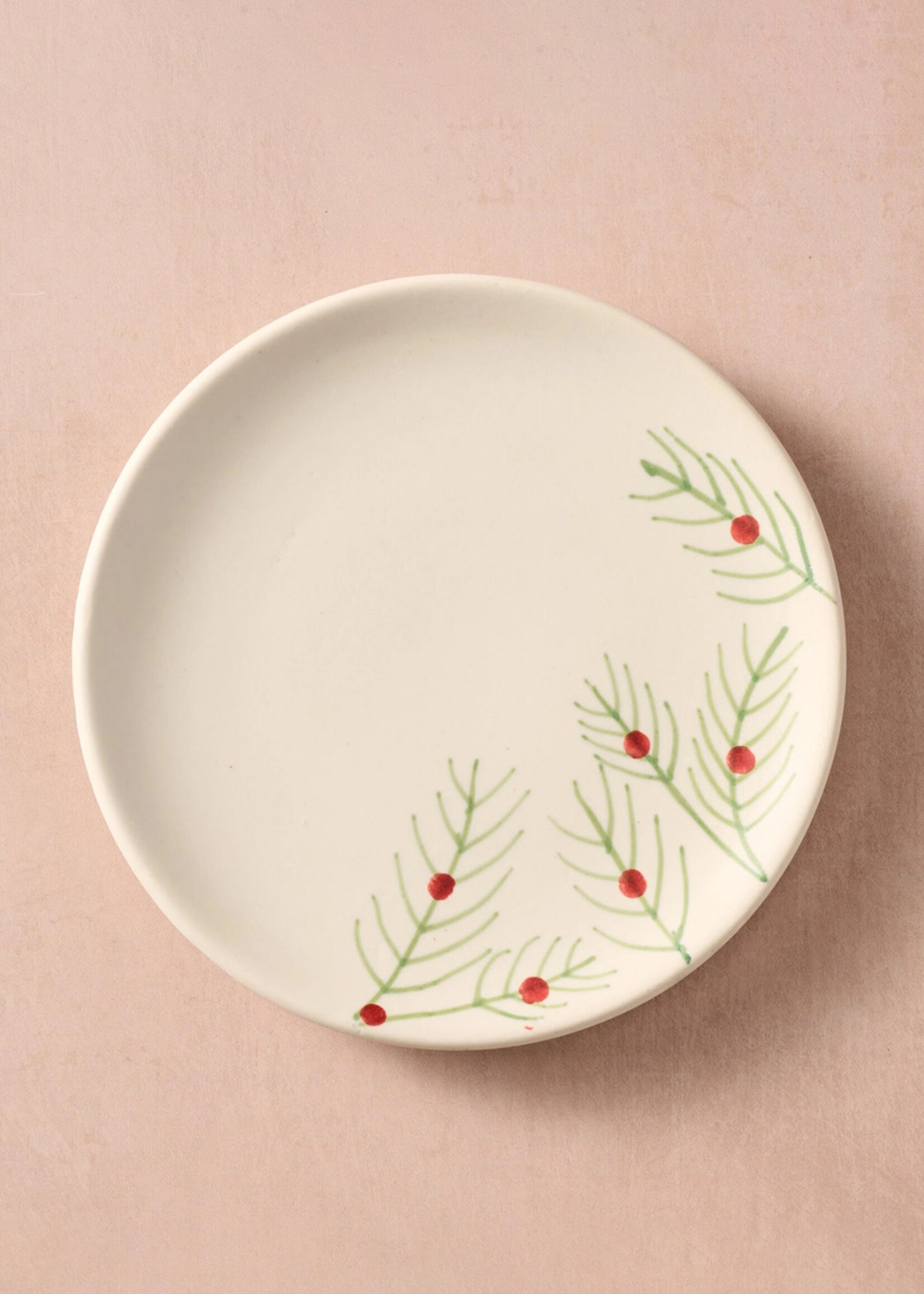 Ten Thousand Villages Sardee Holly Ceramic Appetizer Plate