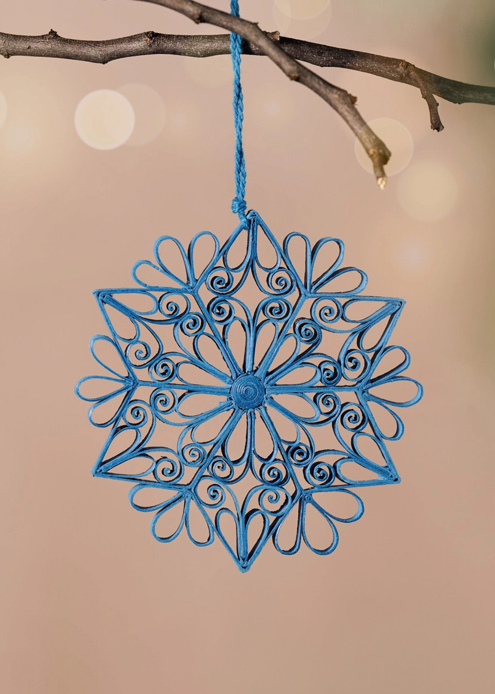 Ten Thousand Villages Quilled Kula Snowflake Ornament - Blue