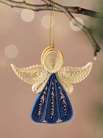 Ten Thousand Villages Quilled Diu Angel  Ornament - Blue
