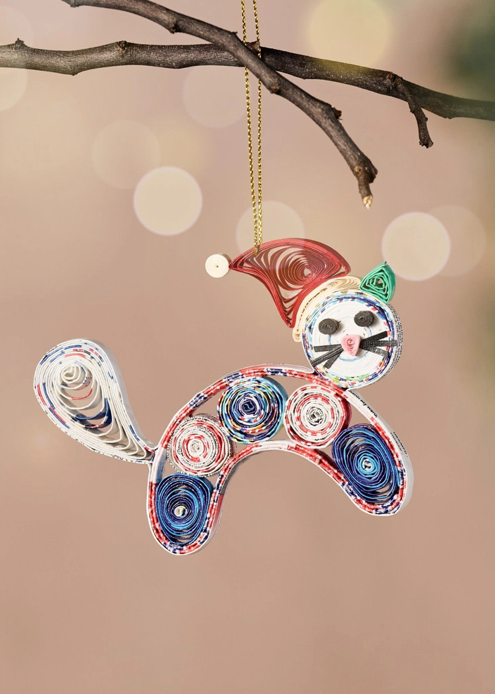 Ten Thousand Villages Quilled Cabo Cat Ornament
