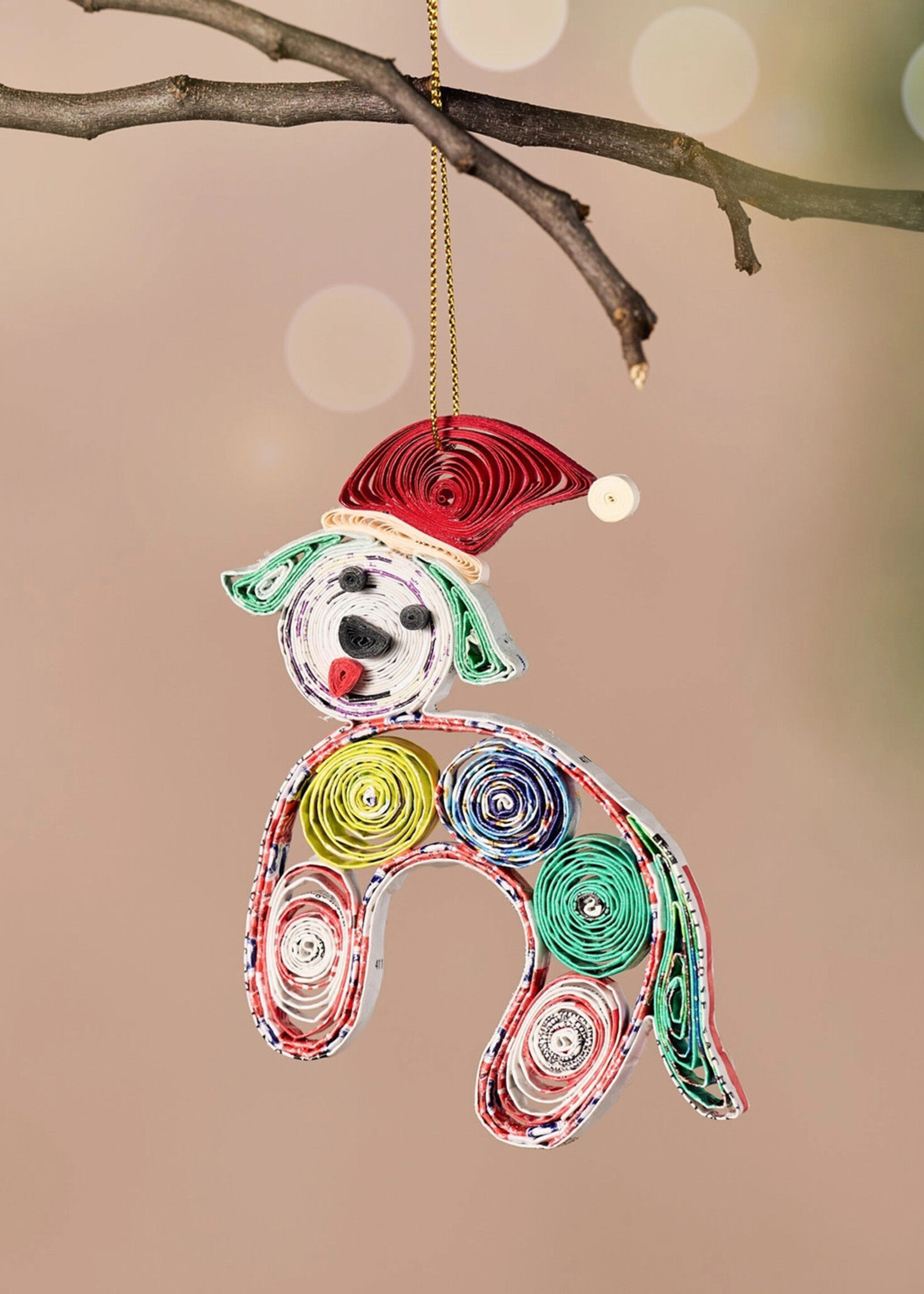 Ten Thousand Villages Quilled Vui Dog Ornament
