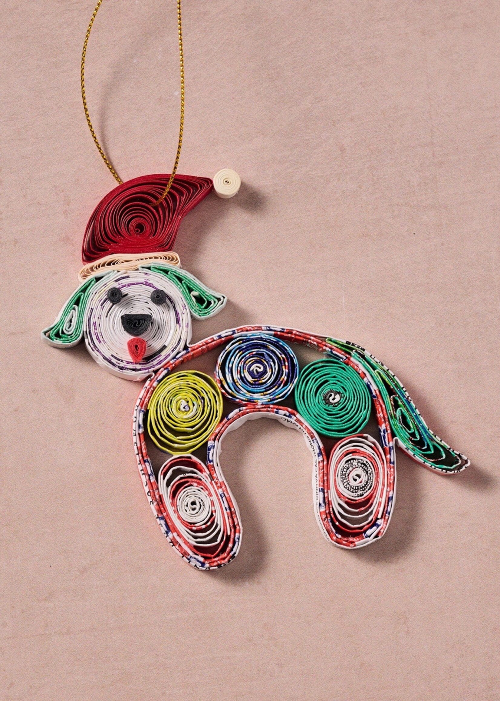 Ten Thousand Villages Quilled Vui Dog Ornament
