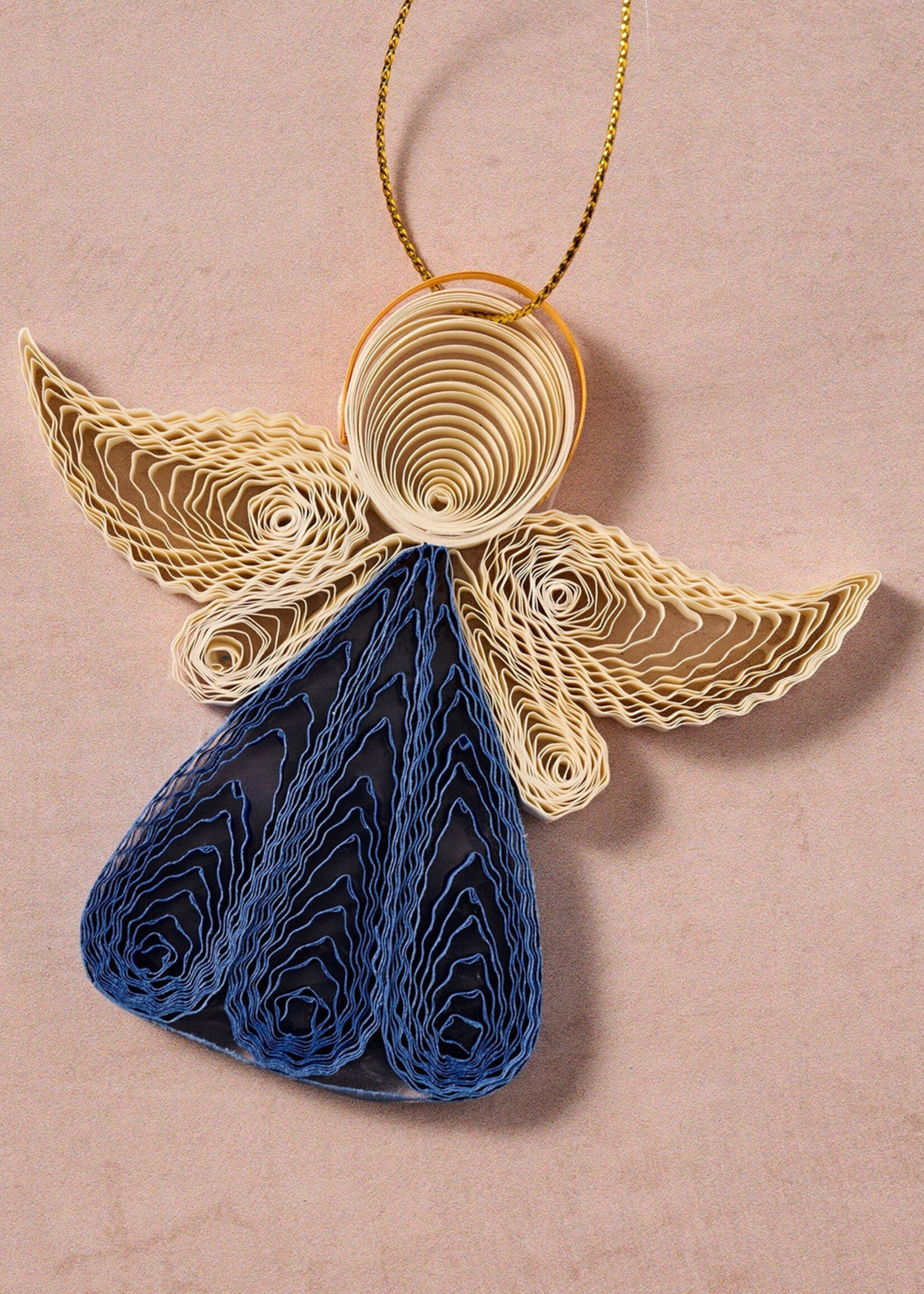 Ten Thousand Villages Quilled Diu Angel  Ornament - Blue