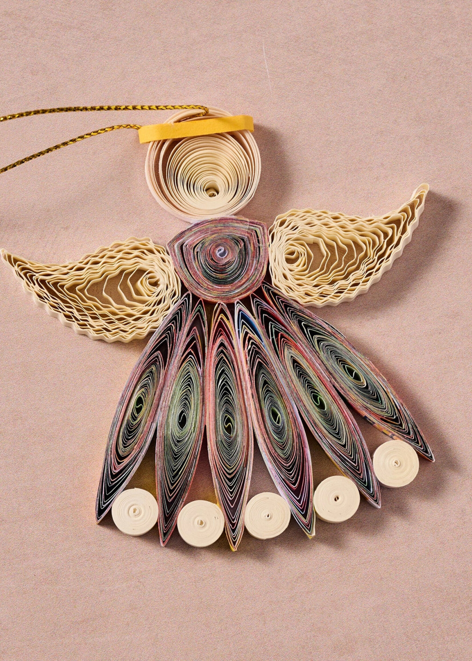 Ten Thousand Villages Quilled Diu Angel  Ornament - Multicolored