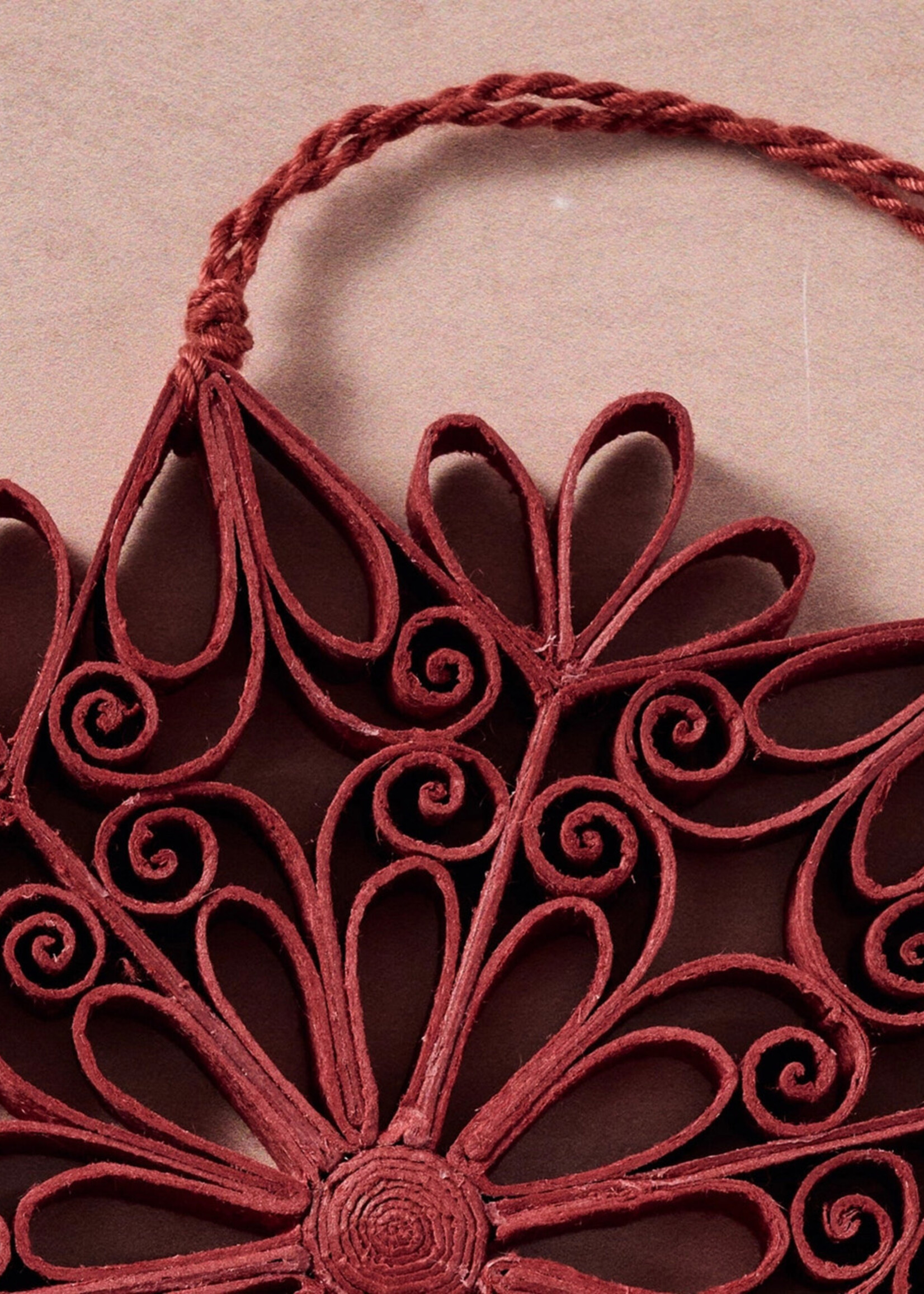Ten Thousand Villages Quilled Kula Snowflake Ornament - Burgundy