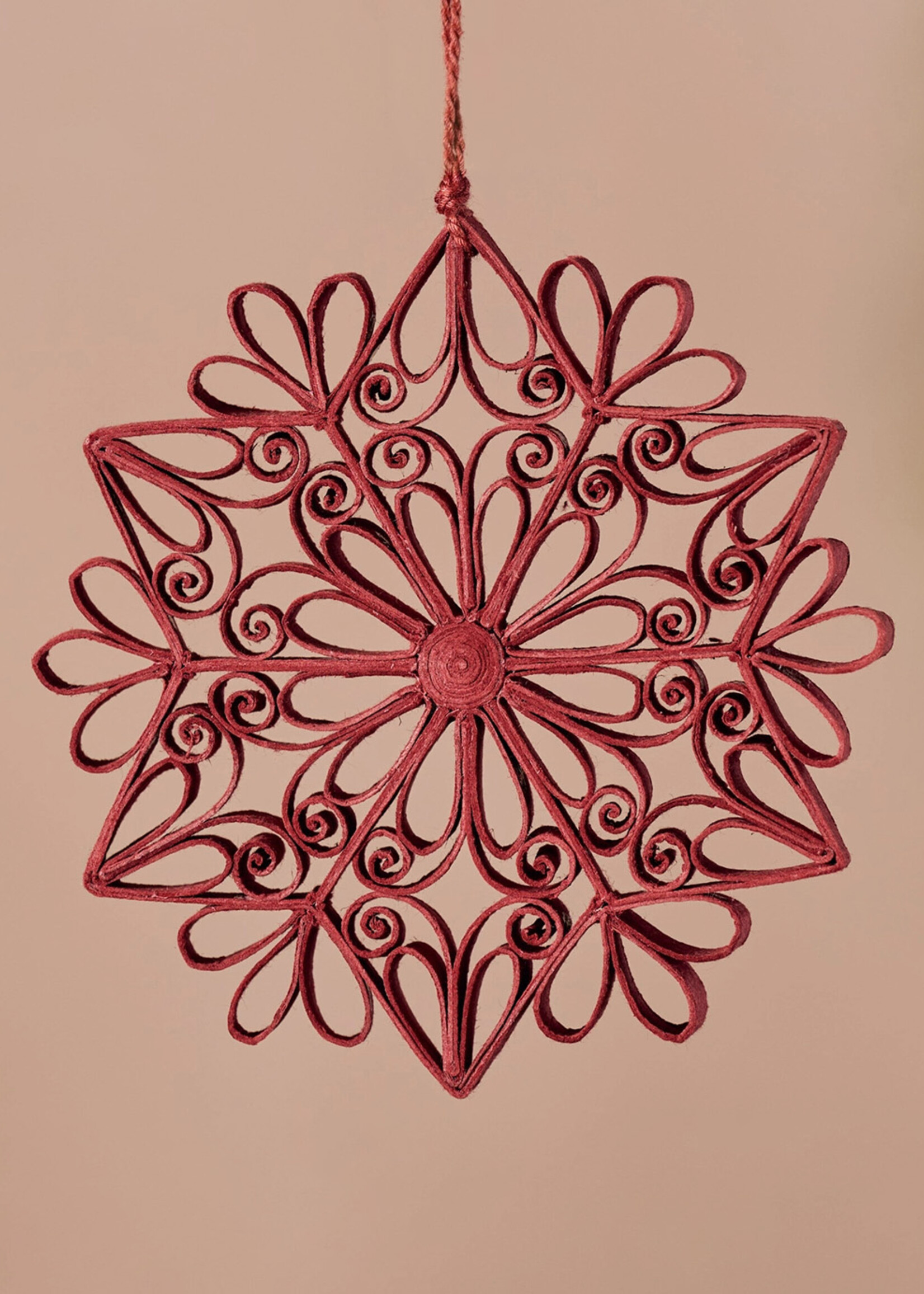 Ten Thousand Villages Quilled Kula Snowflake Ornament - Burgundy