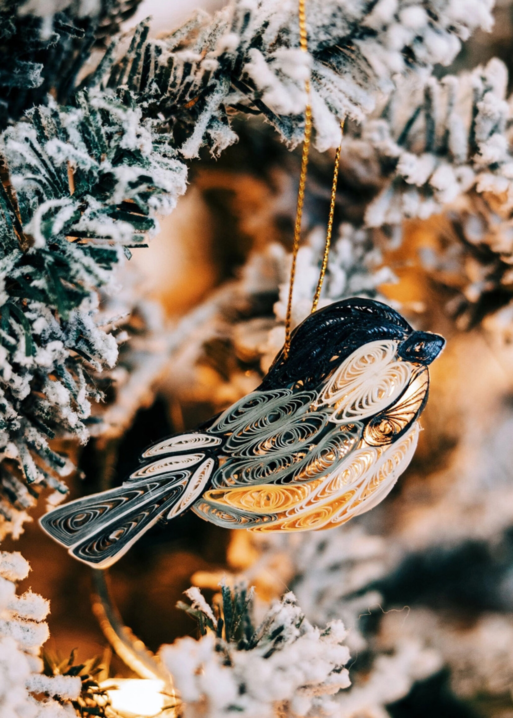 Ten Thousand Villages Quilled Chickadee Ornament