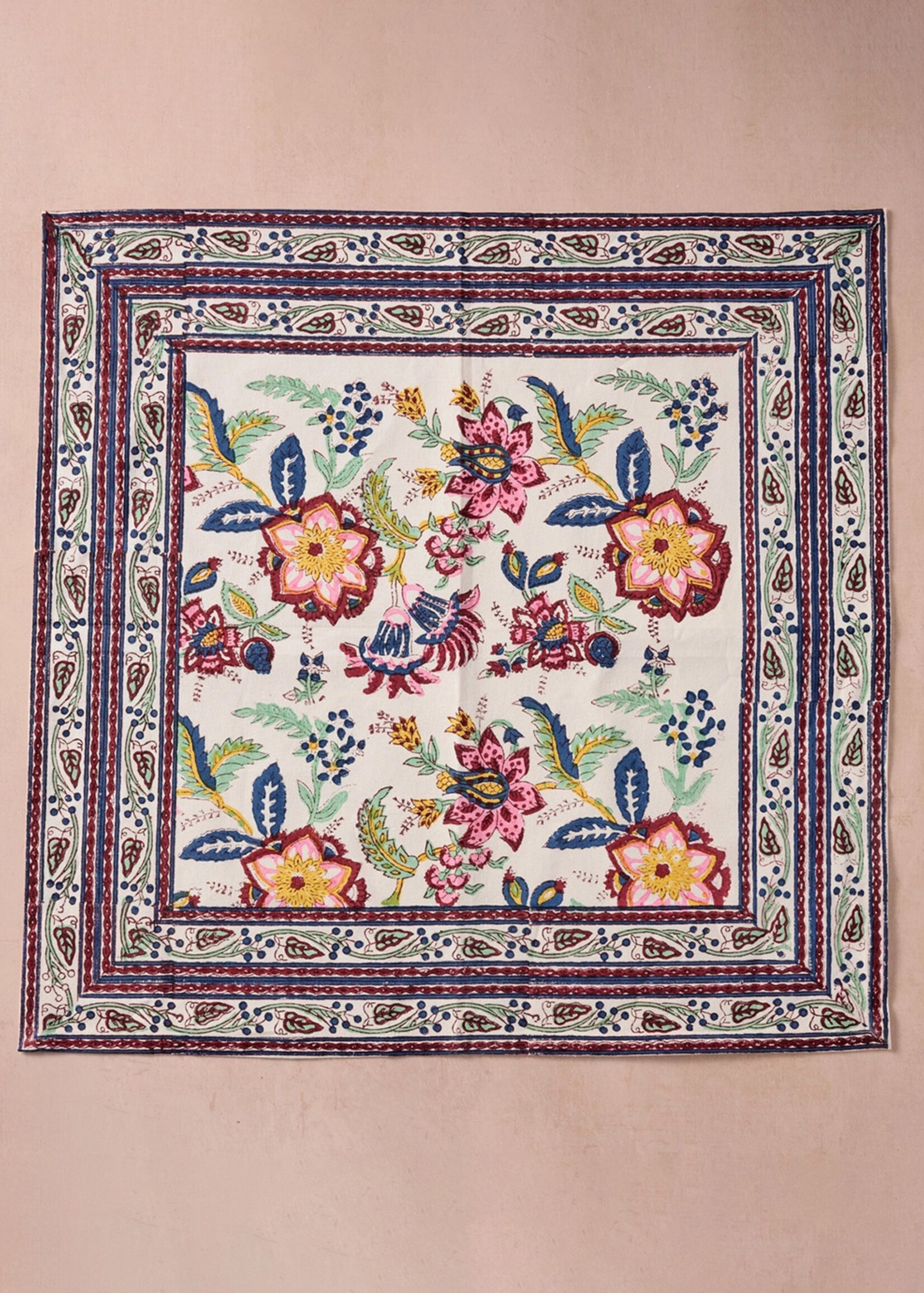 Ten Thousand Villages Zaina Floral Blockprint Napkins - Set of 4