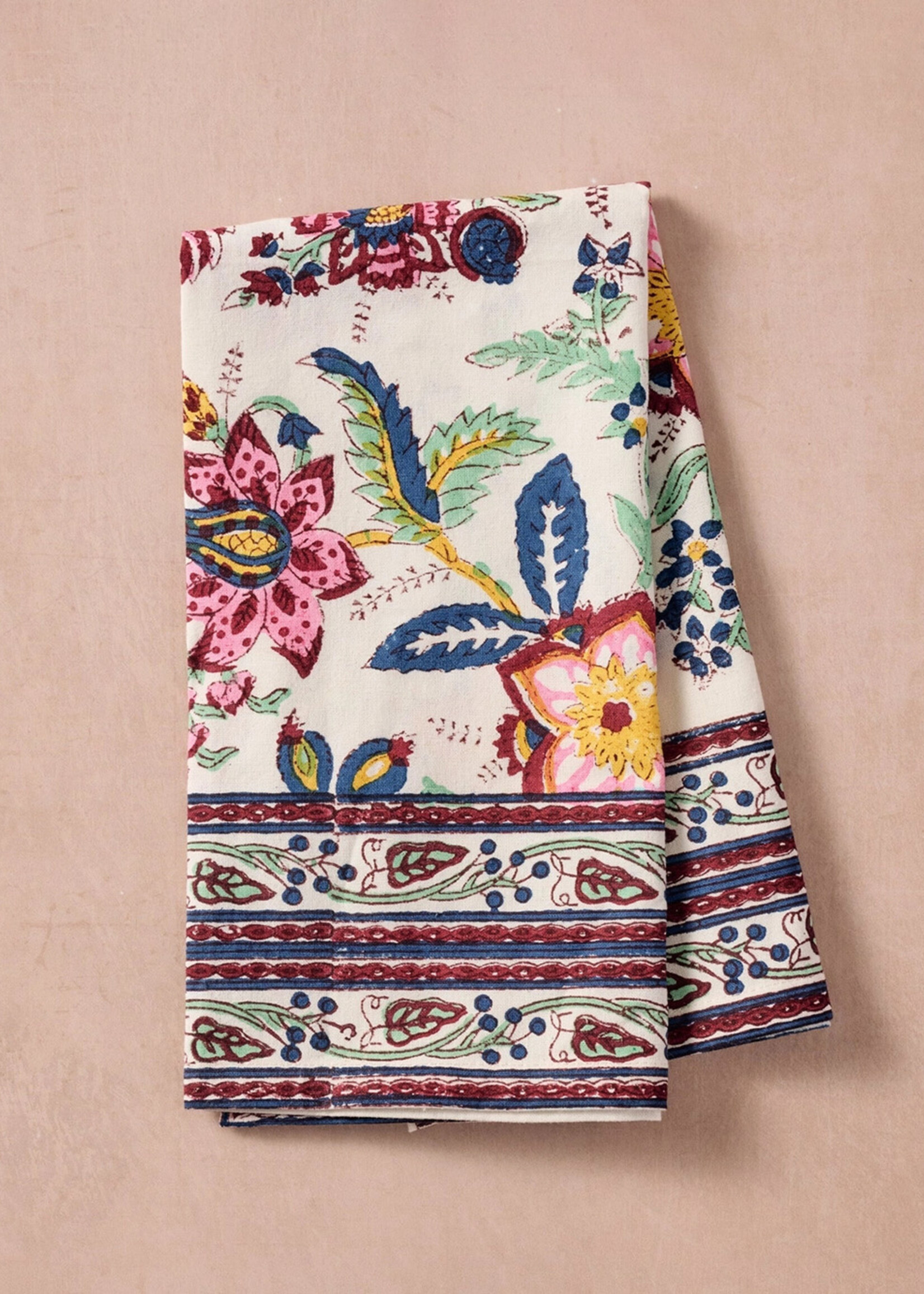 Ten Thousand Villages Zaina Floral Blockprint Napkins - Set of 4