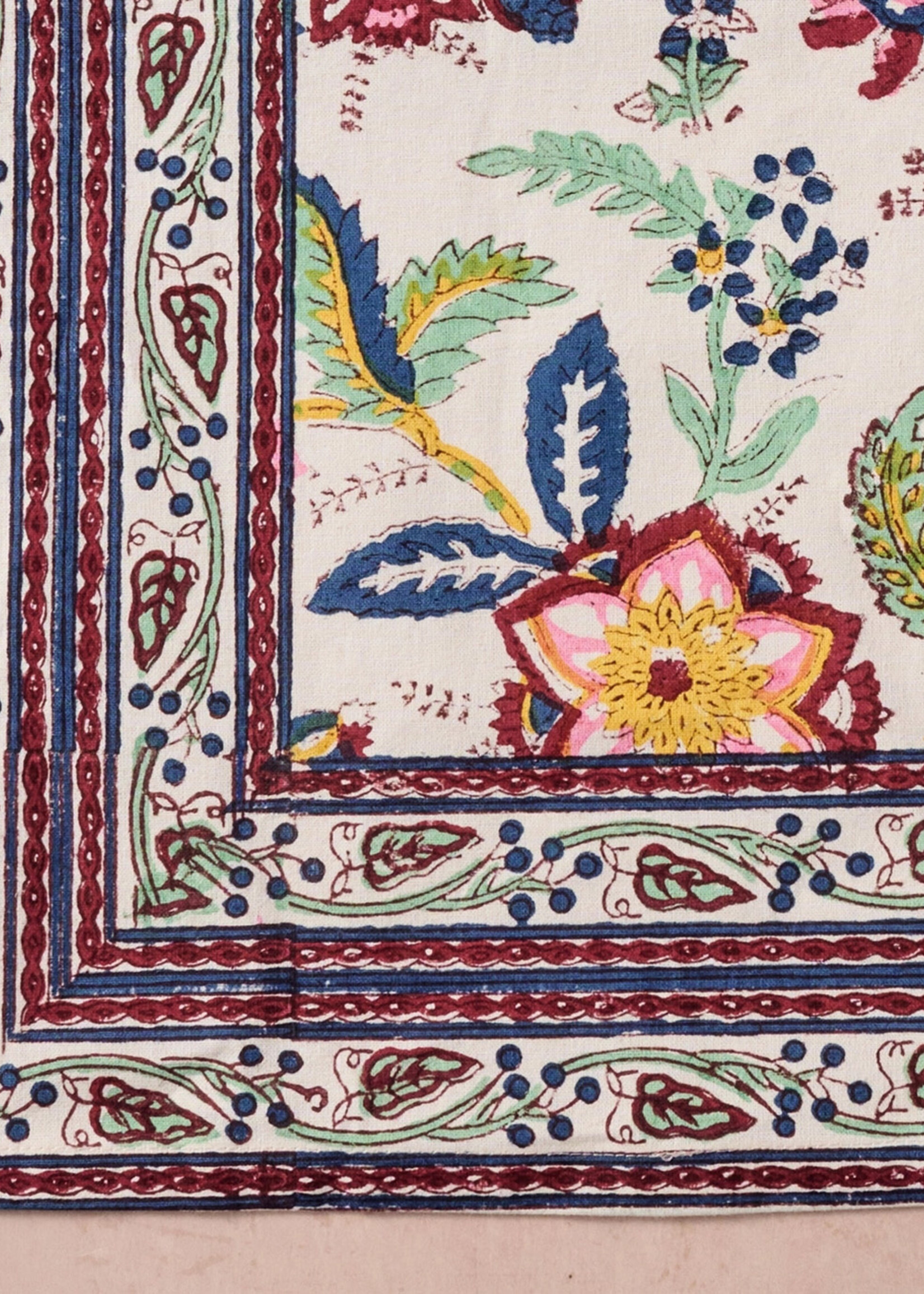 Ten Thousand Villages Zaina Floral Blockprint Napkins - Set of 4