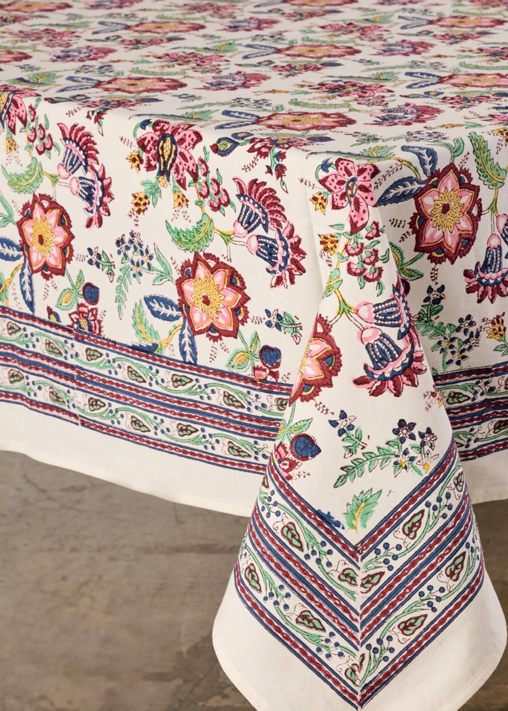 Ten Thousand Villages Zaina Floral Tablecloth - 60in x 90in