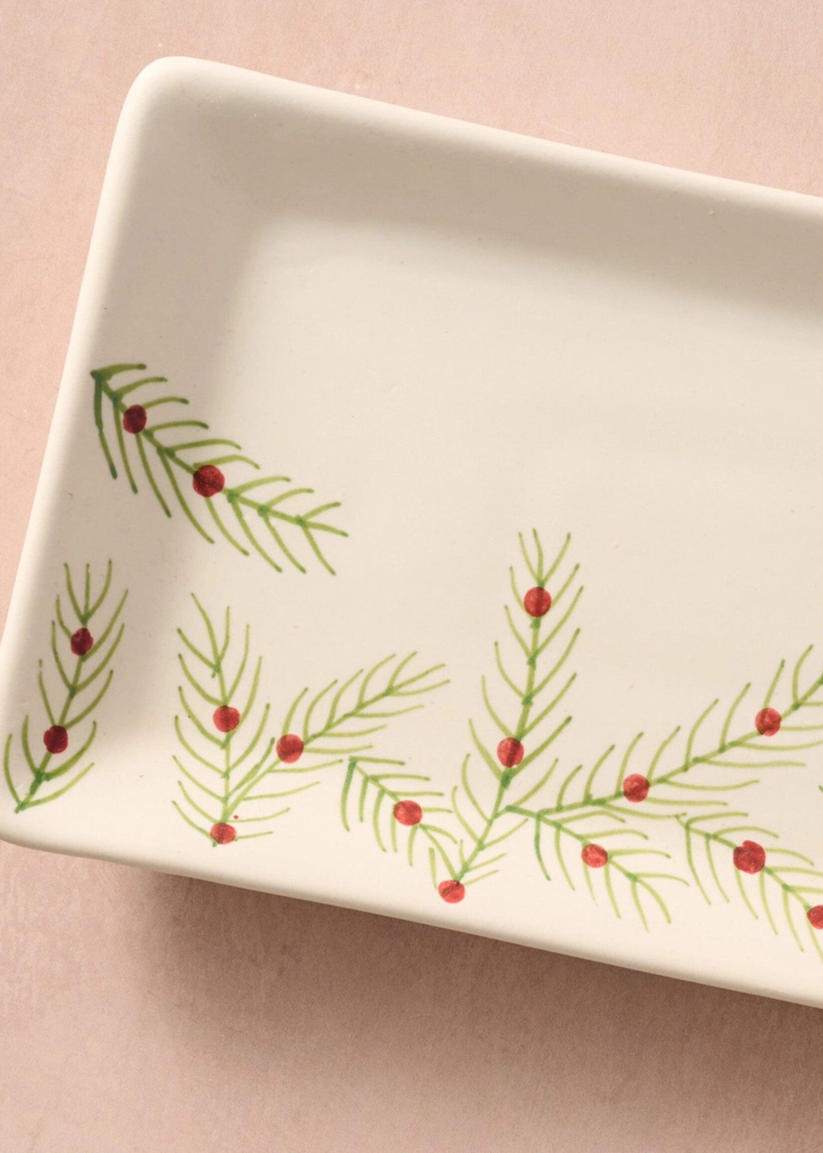 Ten Thousand Villages Sardee Holly Ceramic Serving Dish