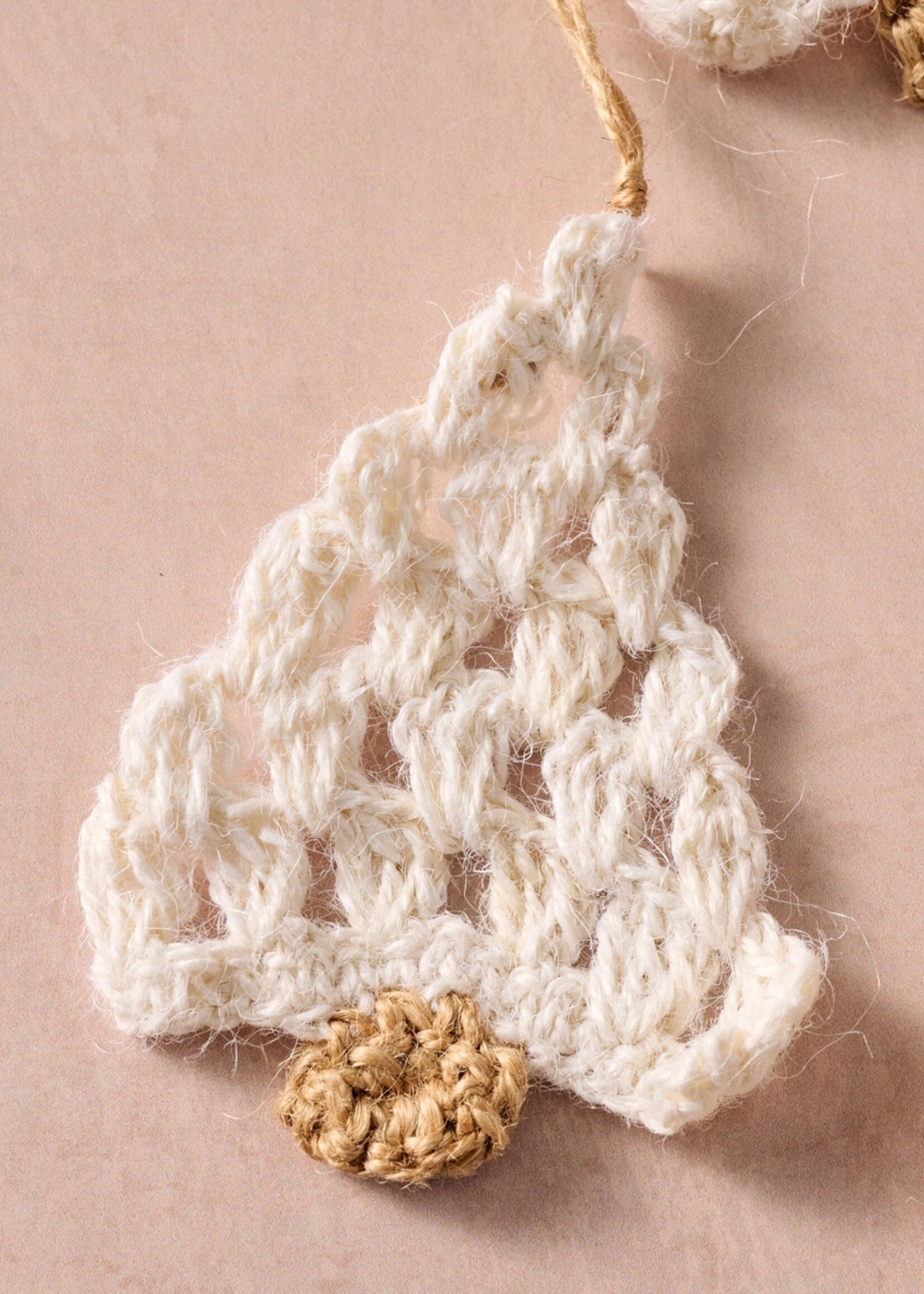 Ten Thousand Villages Crochet White Khusi Tree Garland - 53" Long