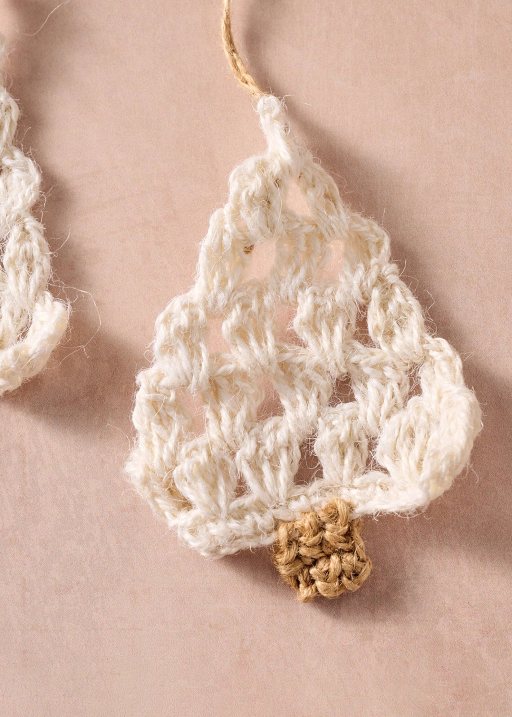 Ten Thousand Villages Crochet White Khusi Tree Garland - 53" Long