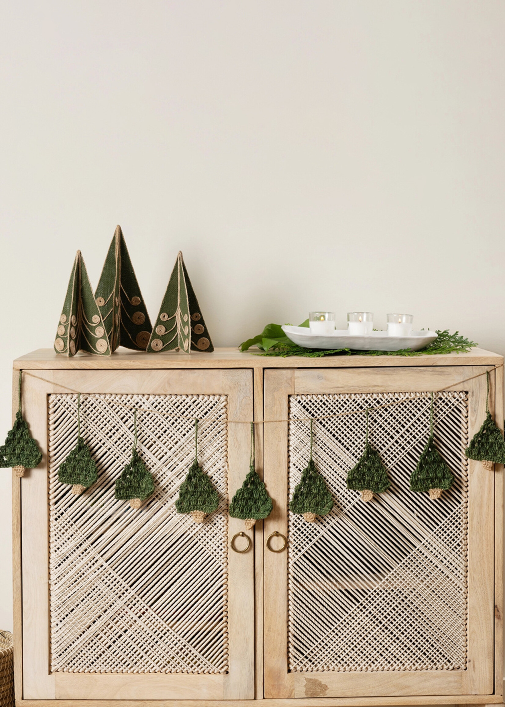 Ten Thousand Villages Crochet Christmas Tree Garland - 53" Long