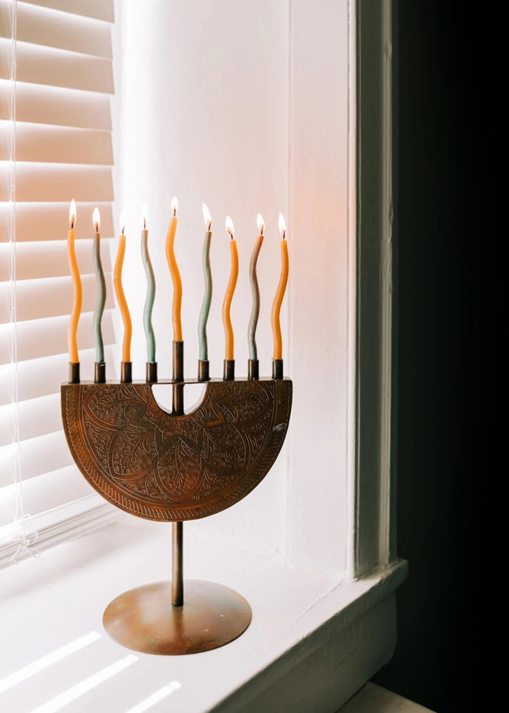 Ten Thousand Villages Engraved Iron Menorah