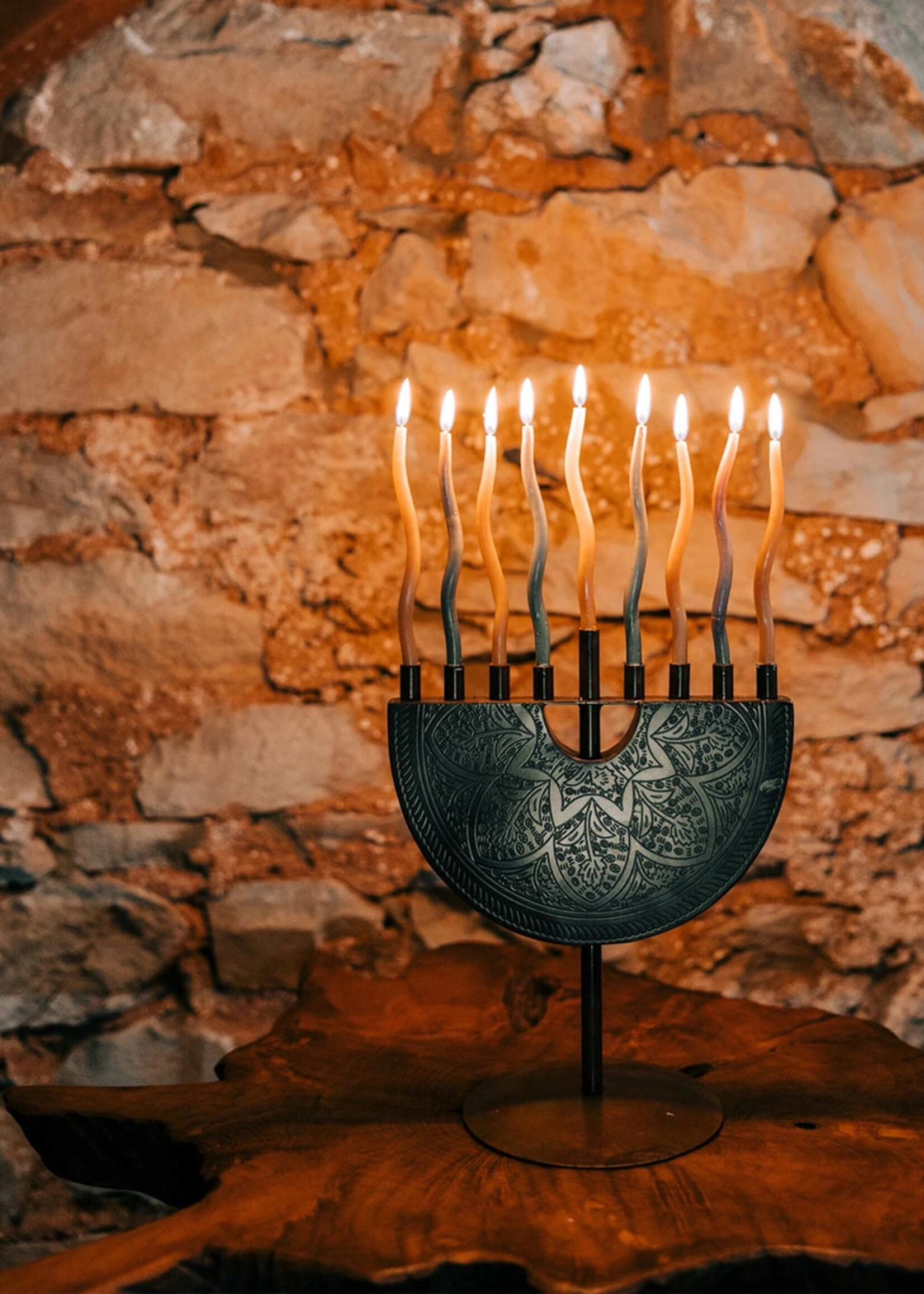 Ten Thousand Villages Engraved Iron Menorah