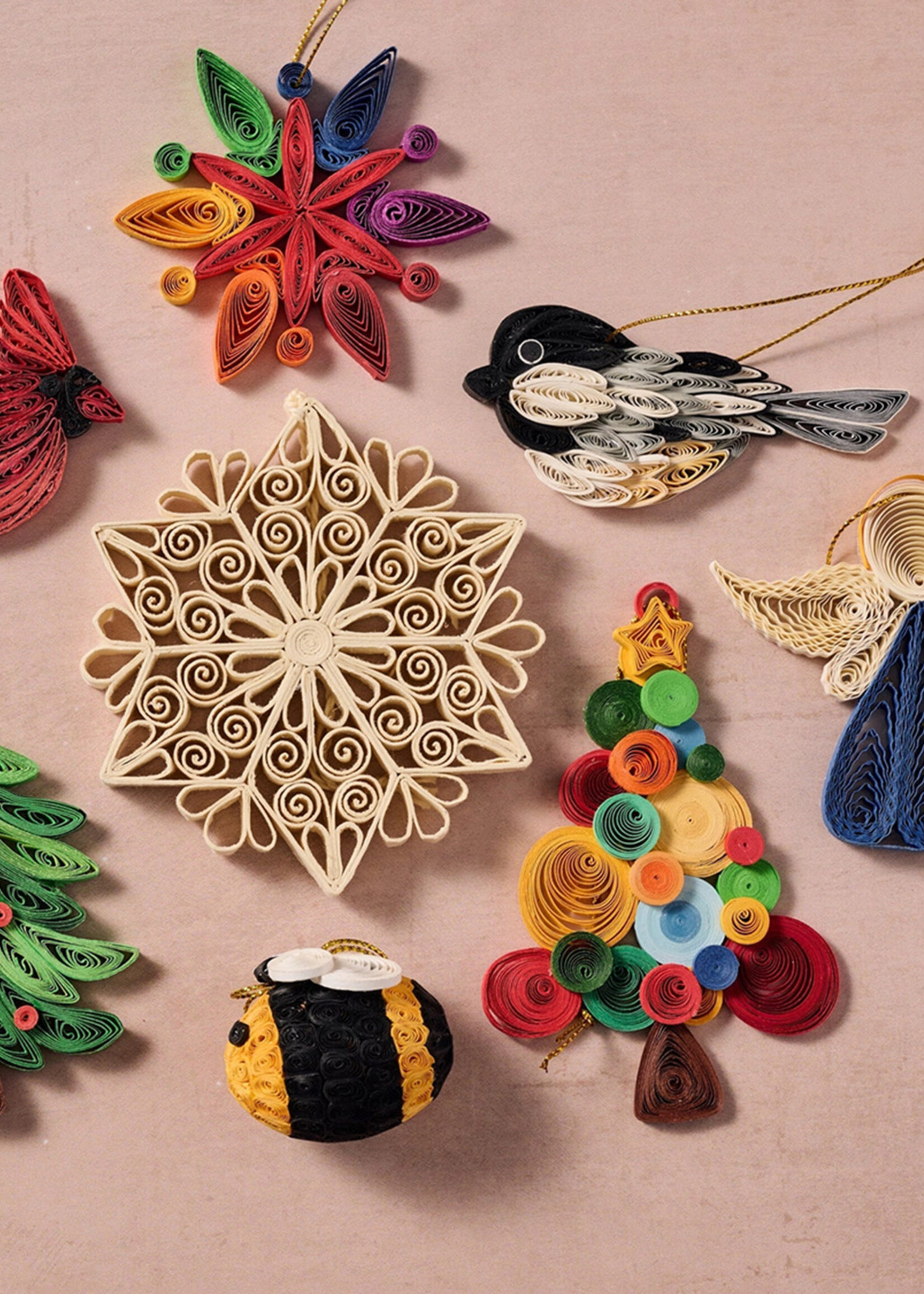 Ten Thousand Villages Quilled Chickadee Ornament