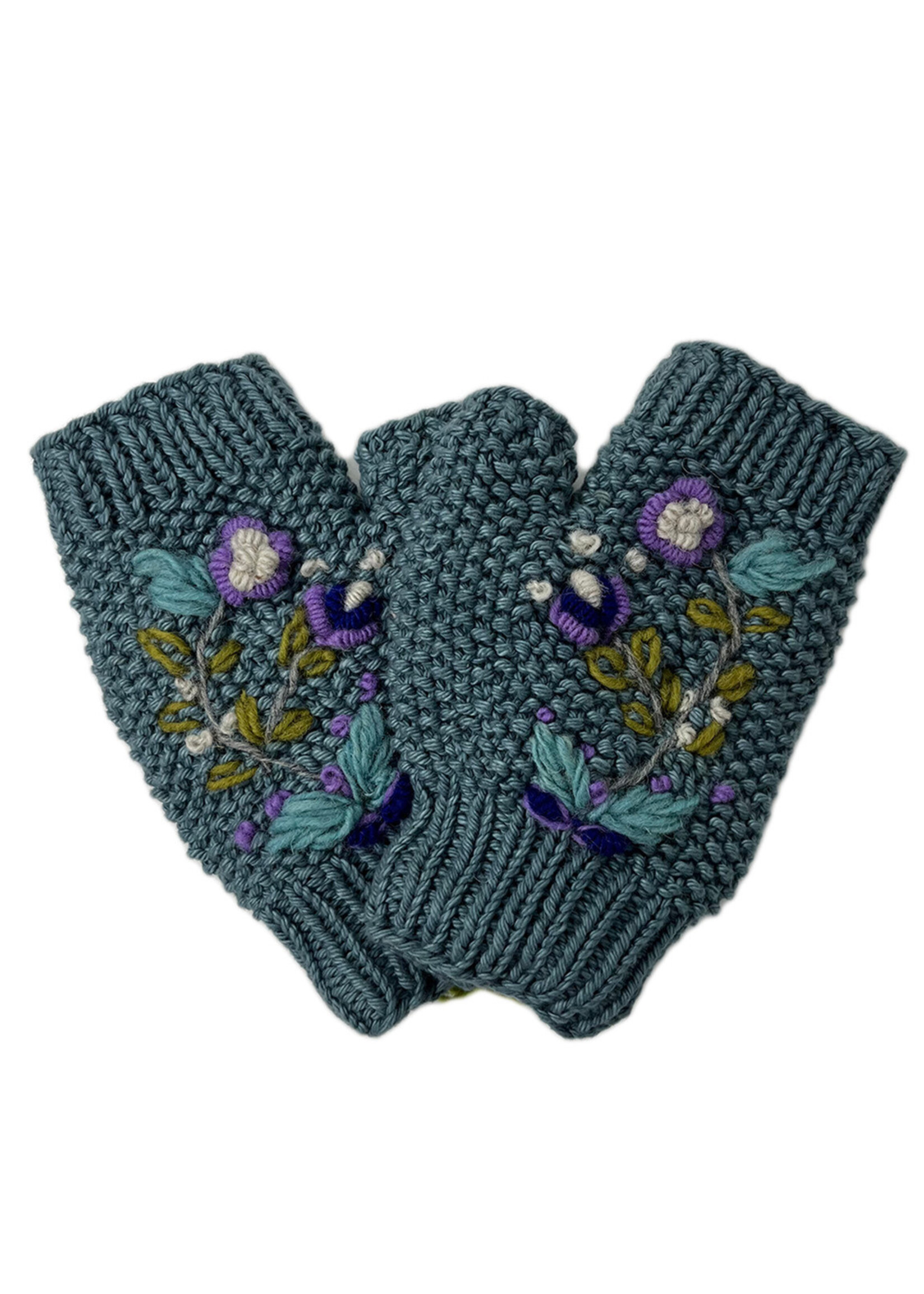 Ganesh Himal Fingerless Floral Knit Gloves