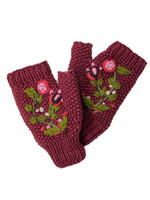 Ganesh Himal Fingerless Floral Knit Gloves