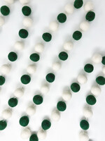 Ganesh Himal Green and White Felt Ball Garland