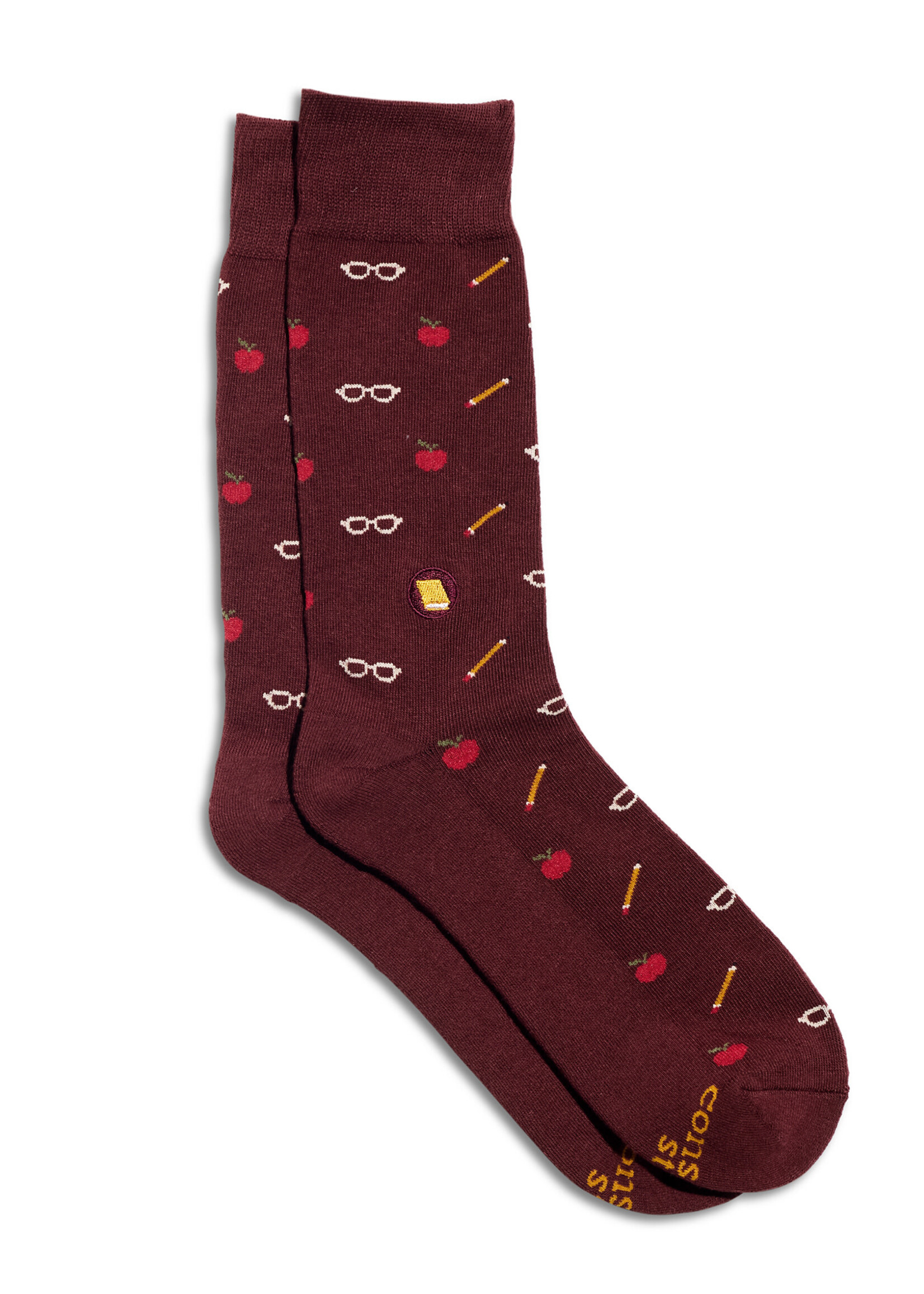 Conscious Step Women's Apple, Pencil, and Glasses Socks
