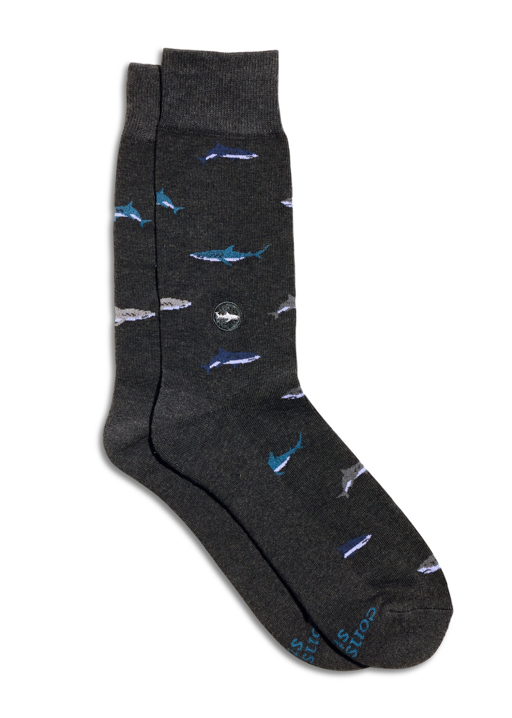 Conscious Step Men's Shark Socks - Grey