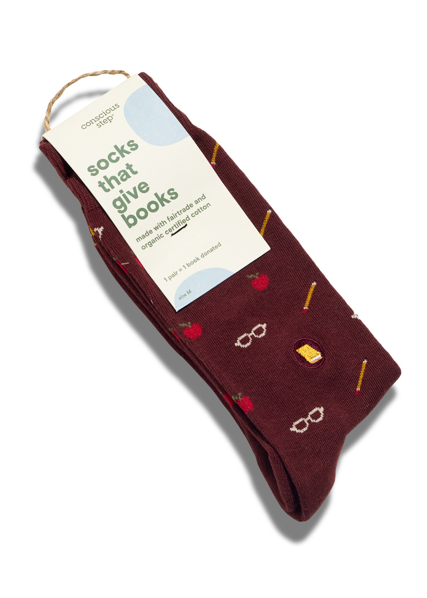 Conscious Step Women's Apple, Pencil, and Glasses Socks