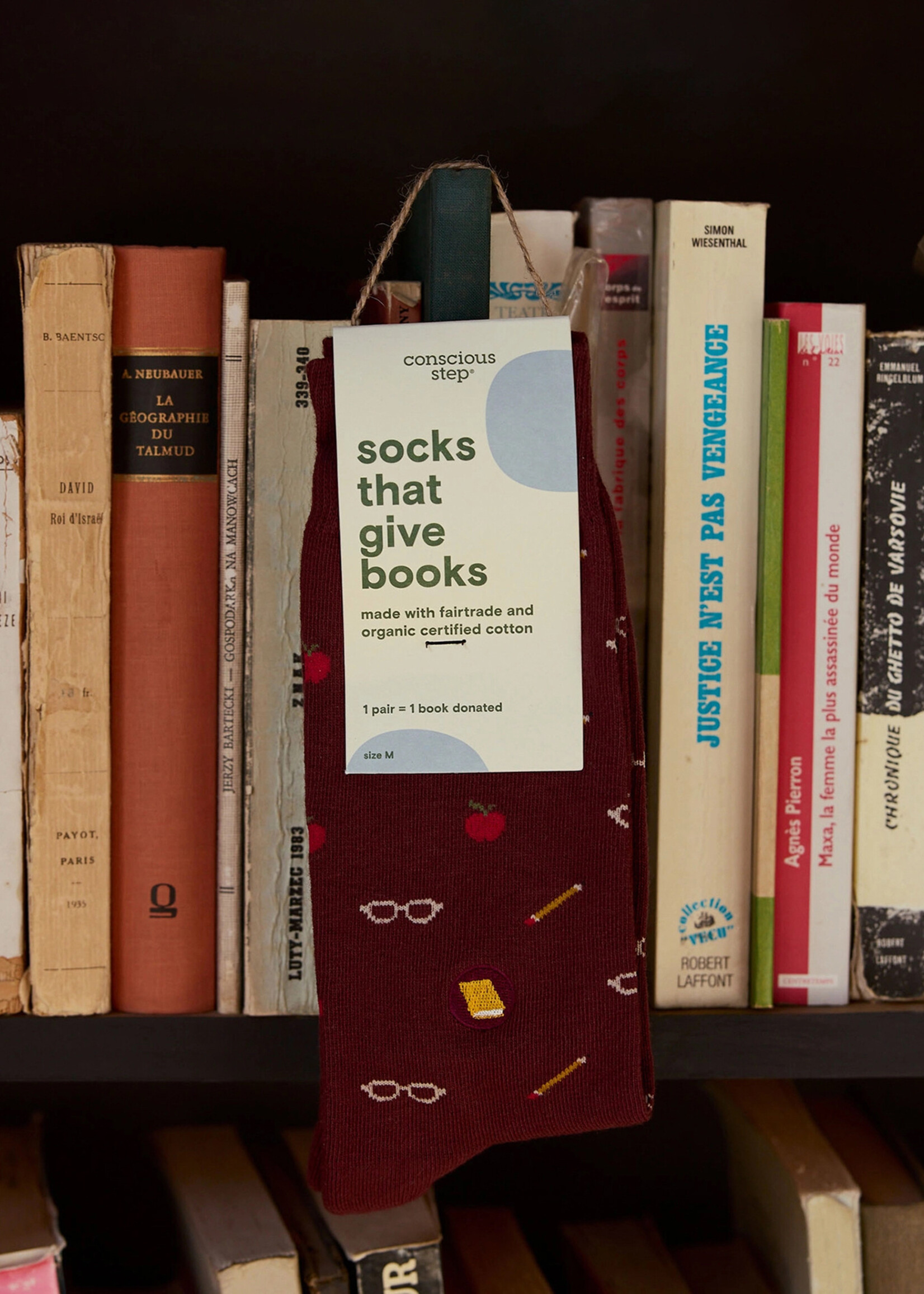 Conscious Step Women's Apple, Pencil, and Glasses Socks