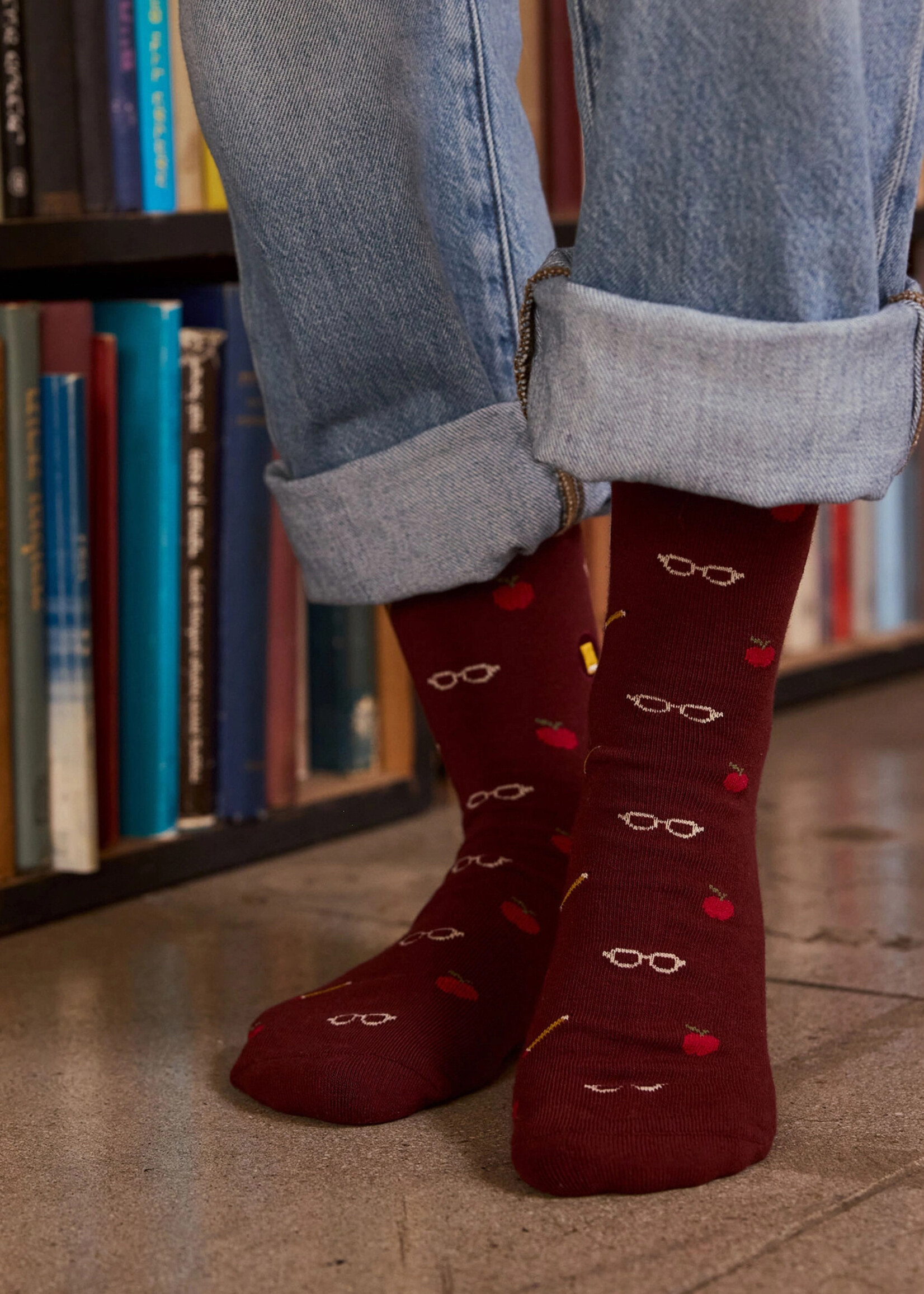 Conscious Step Women's Apple, Pencil, and Glasses Socks