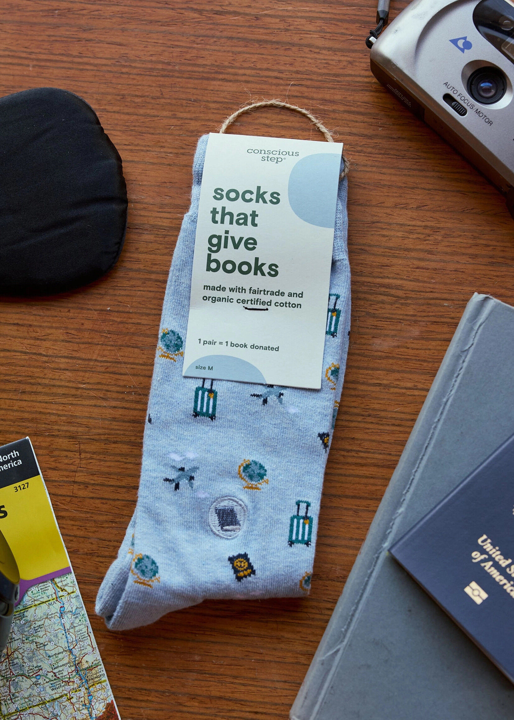 Conscious Step Men's Travel Theme Socks