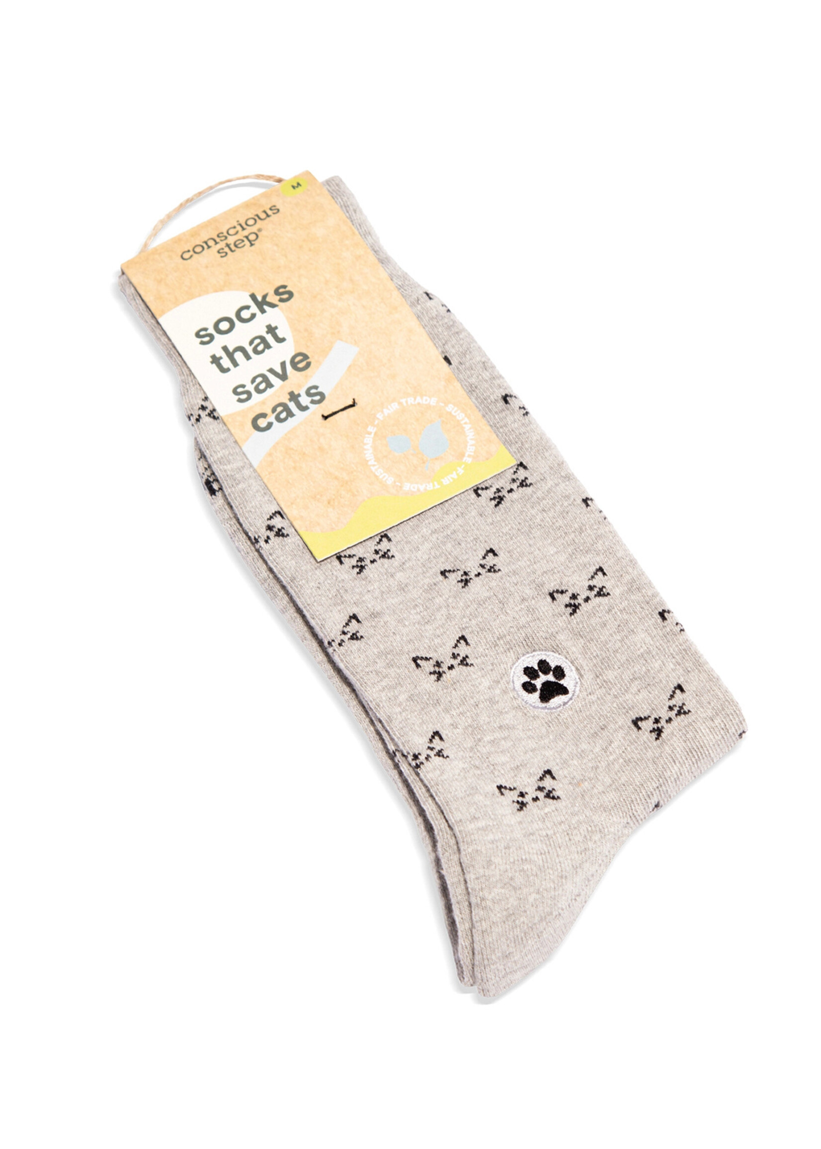 Conscious Step Women's Socks That Save Cats [Gray]