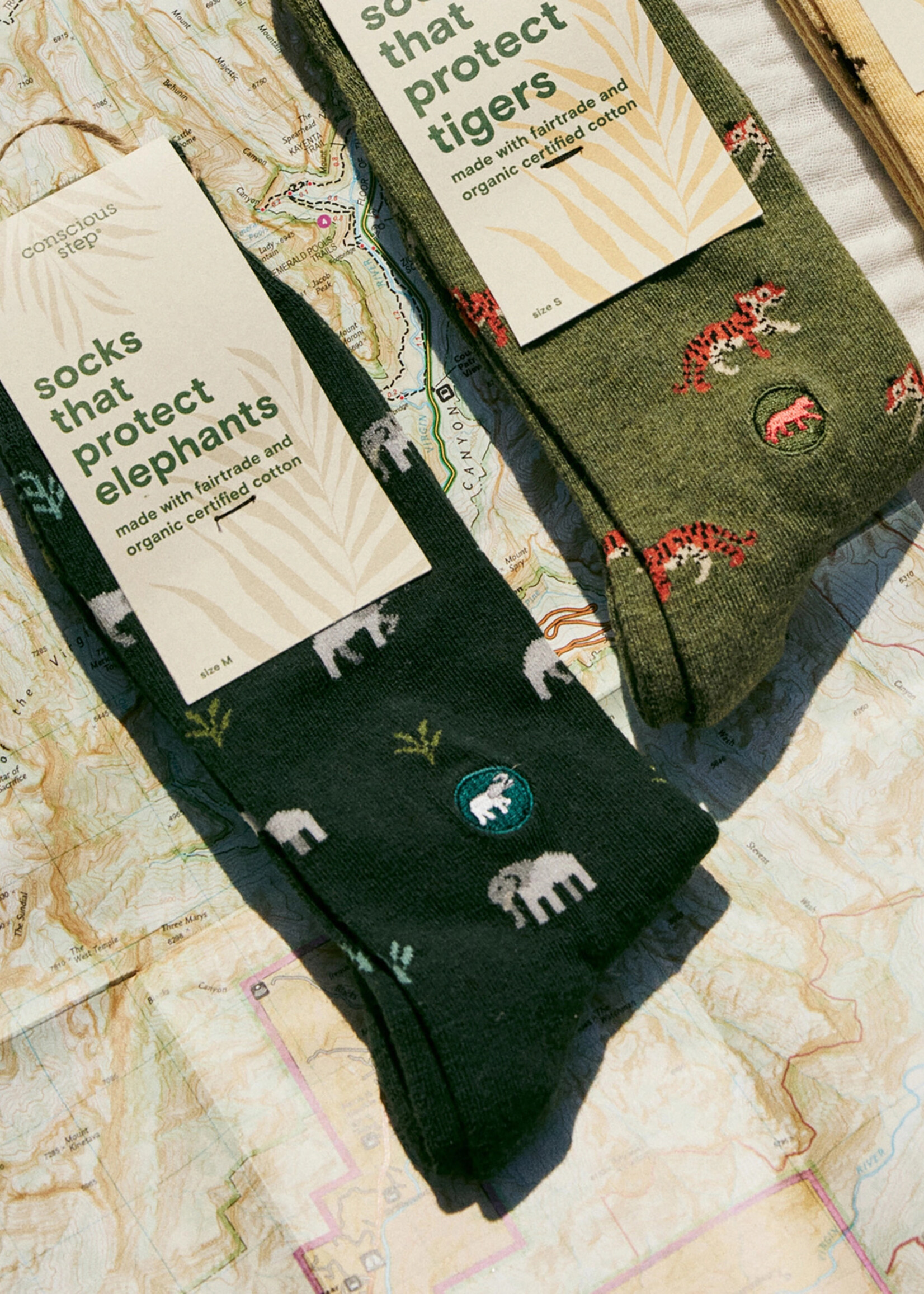 Conscious Step Men's Green Elephant Socks
