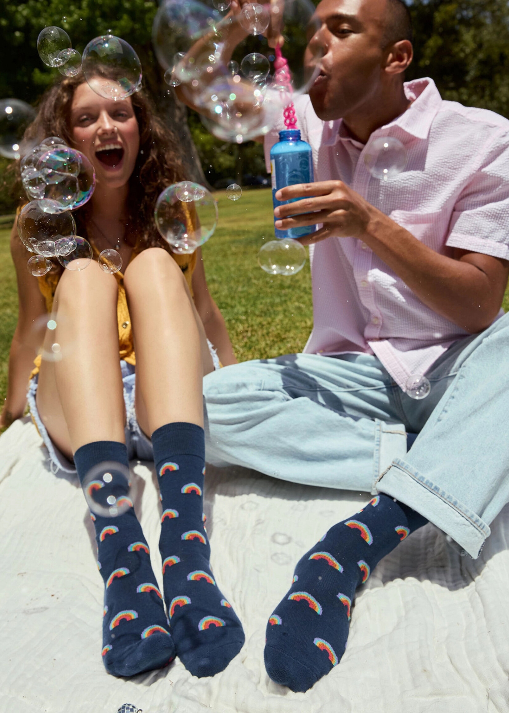 Conscious Step Women's LGBTQ Navy Rainbow Socks